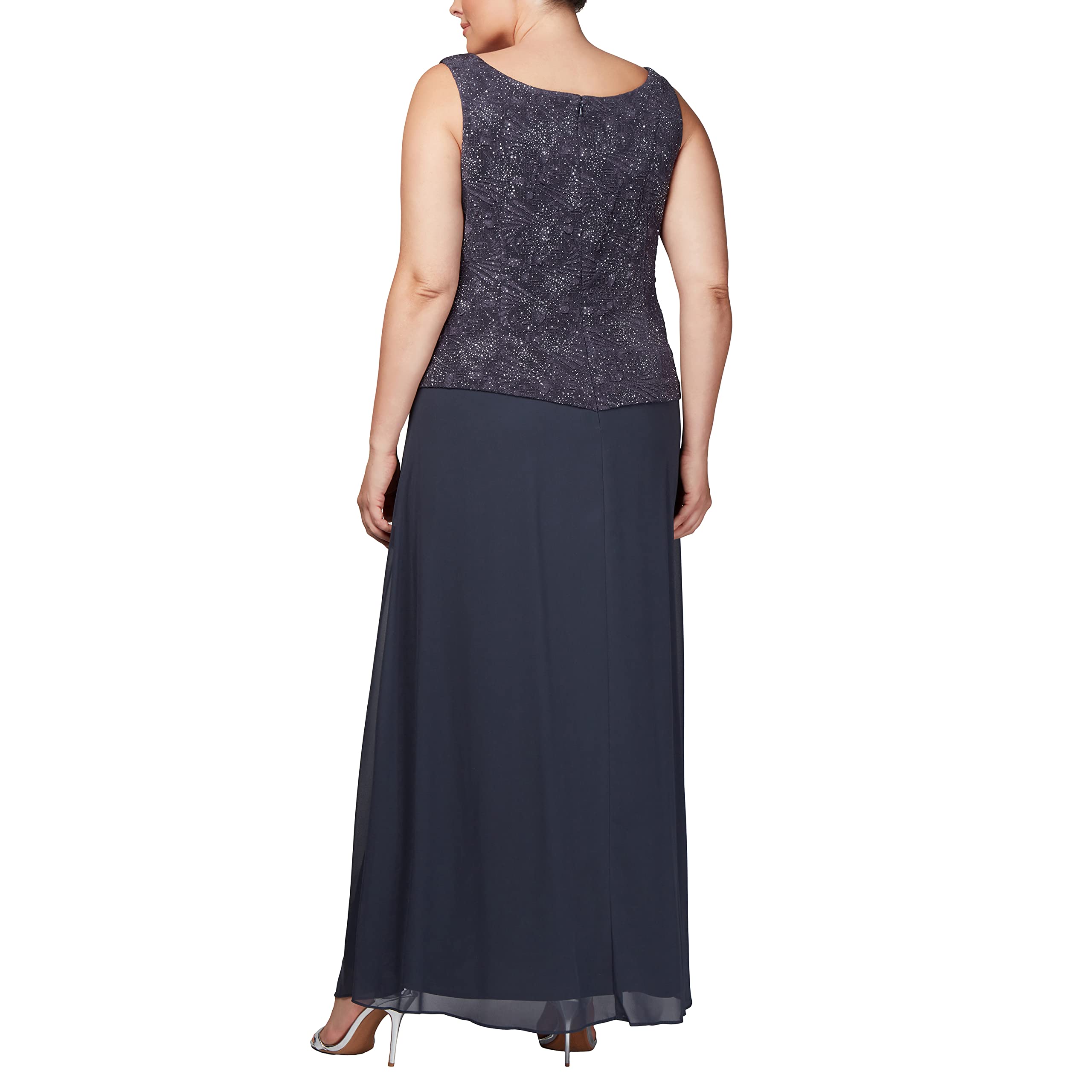 Alex Evenings Women's Formal Long Dress with Mandarin Neckline Jacket - Elegant Evening Gown for Weddings, Parties & Special Occasions (Regular, Petite & Plus Sizes)
