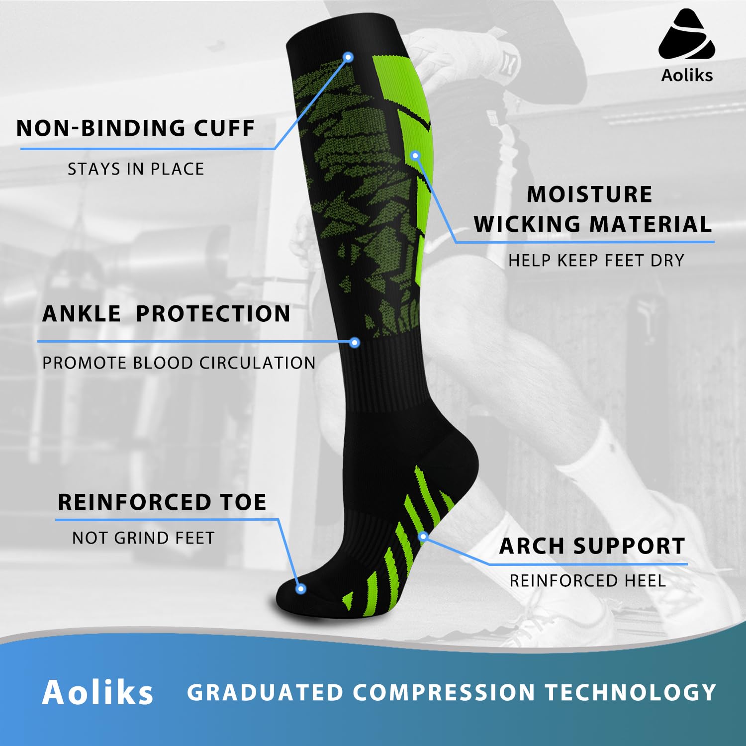 Aoliks Medical Compression Socks for Women & Men - 20-30 mmHg Knee High Support Socks for Running, Nurses, Travel & Circulation - Perfect for Athletic Performance, Long Shifts & Airplane Flights