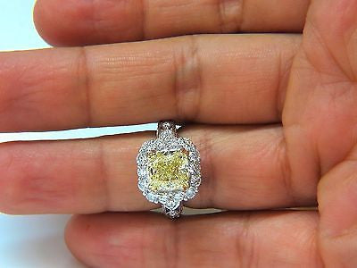 5.52CT GIA Certified Natural Fancy Yellow Cushion Diamond Cluster Halo Ring - VVS1 Clarity, Elegant Engagement & Wedding Jewelry for Women