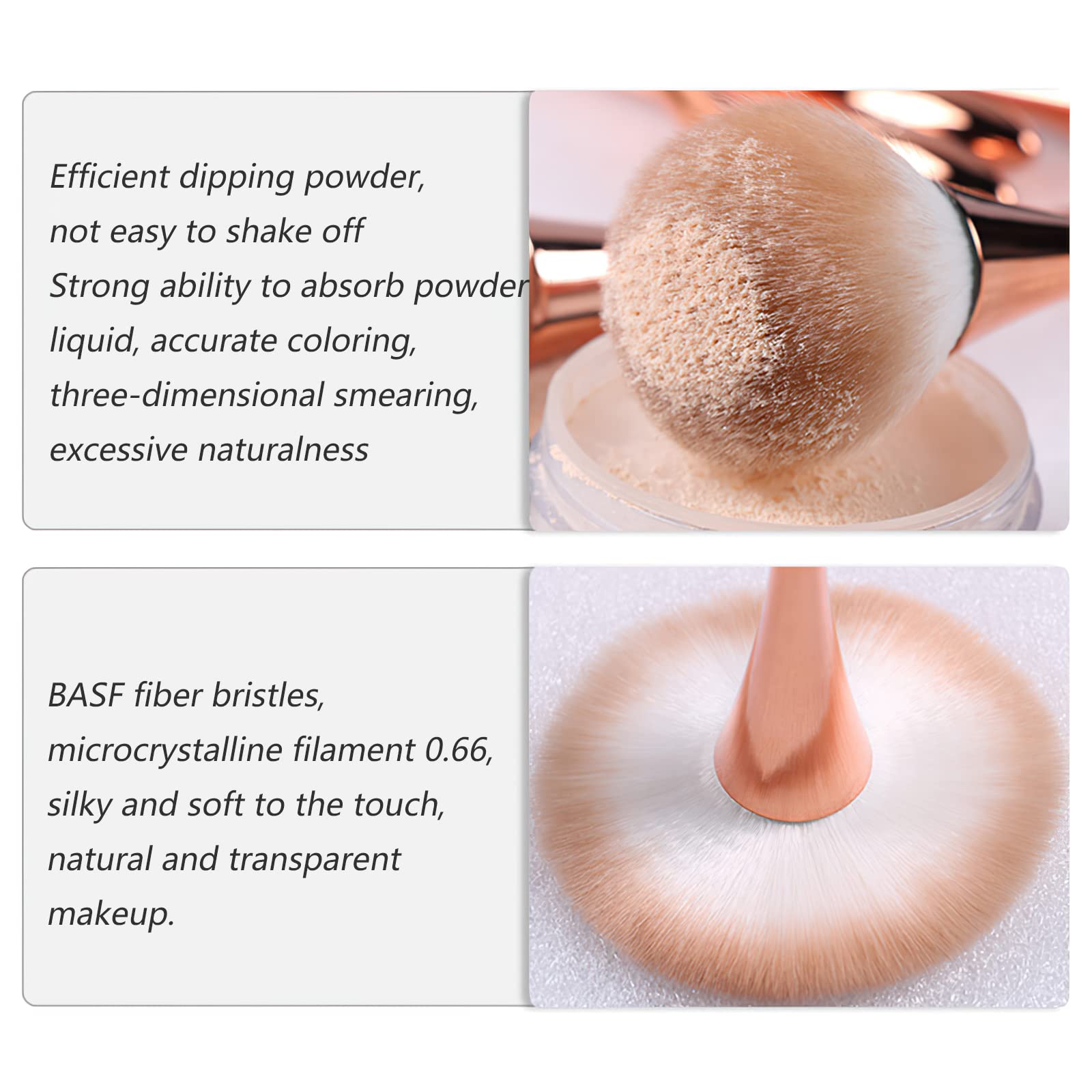 Large Vegan Powder Brush for Blush & Bronzer - Fluffy Synthetic Makeup Brush for Full Coverage