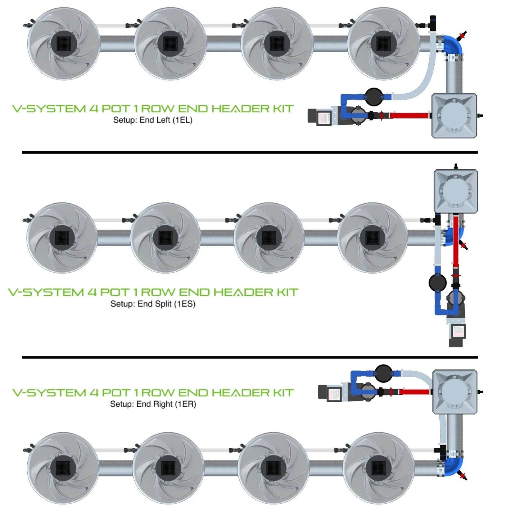 Alien Hydroponics V System Deep Water Culture (DWC) Hydroponic Growing Kit - 4 Pot 1 Row Header for Indoor Herb Garden, Leafy Greens & Hydroponic Farming - Perfect for Home Growers & Hydroponics Enthusiasts