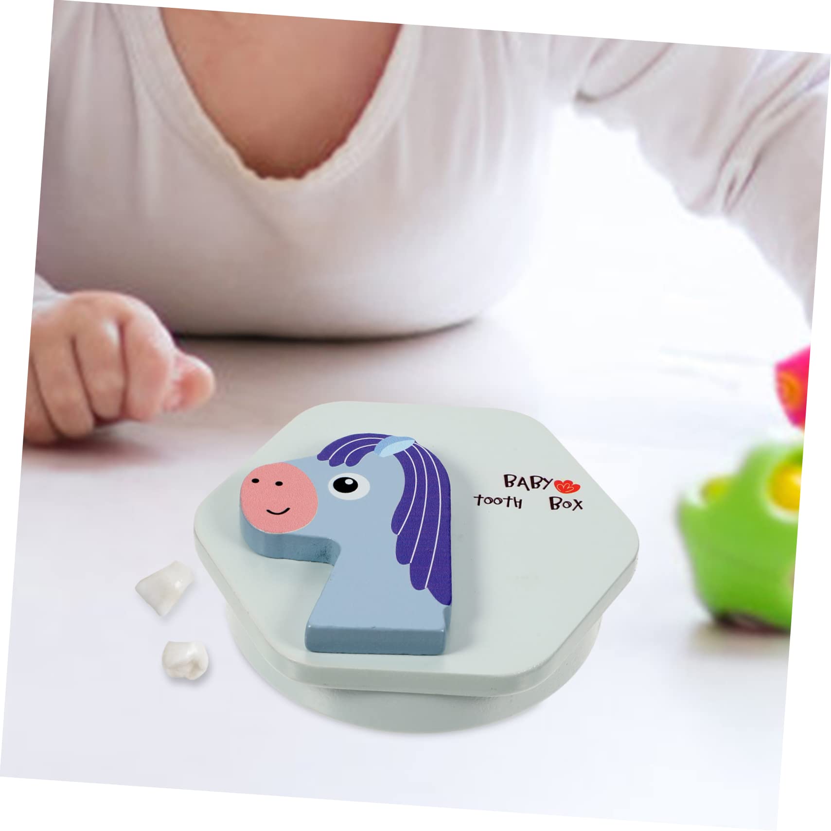 UPKOCH 2-Piece Baby Teeth Keepsake Box with Fetal Hair Storage - Blue Wooden Memory Box for Newborn First Tooth & Hair Mementos | Perfect Baby Shower Gift & Childhood Memorabilia Organizer
