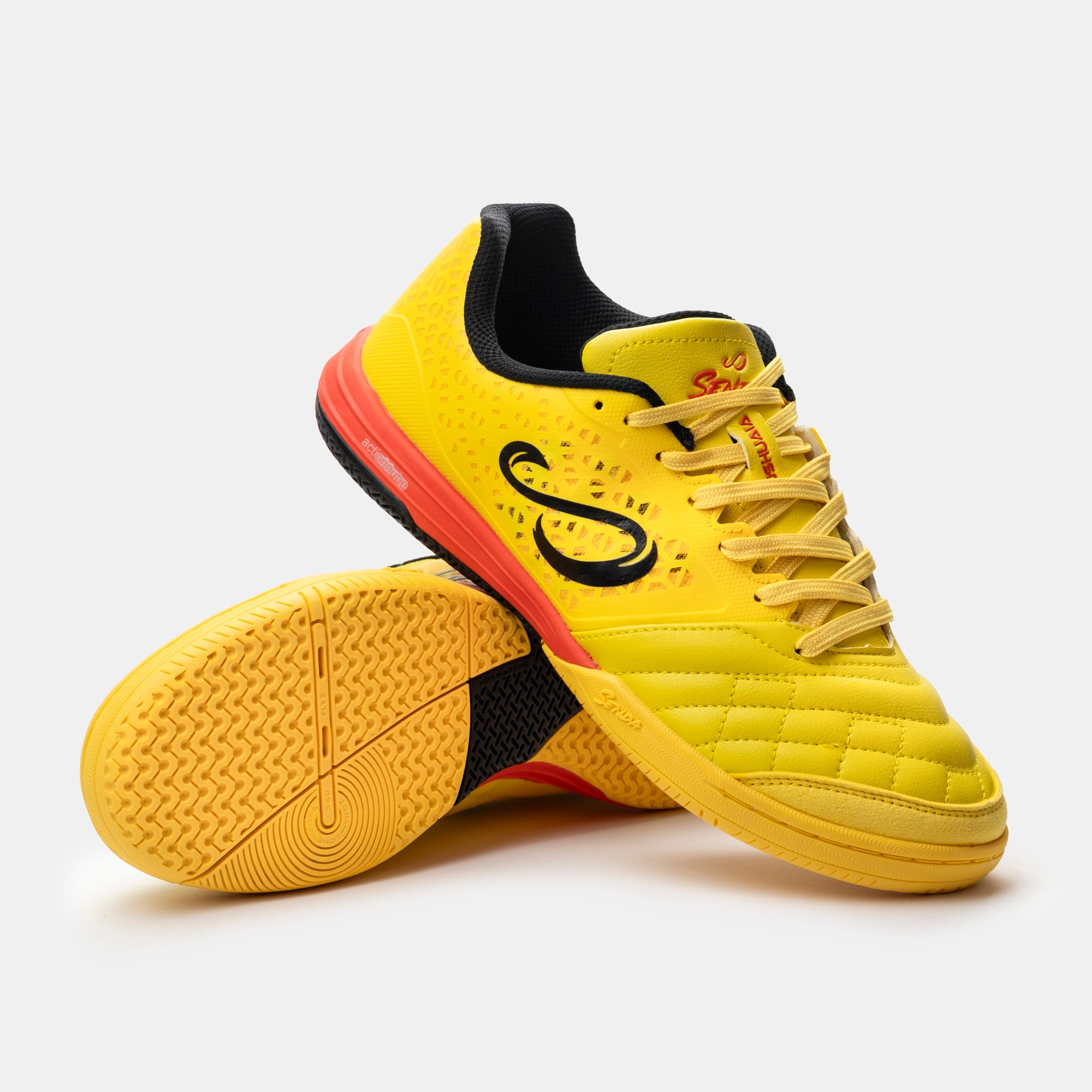 Senda Athletics USHUAIA Pro 2.0 Futsal Soccer Shoes for Men - Lightweight Indoor Football Cleats with Non-Marking Sole (Yellow) - Perfect for Futsal Courts, Gym Floors & Indoor Soccer Training