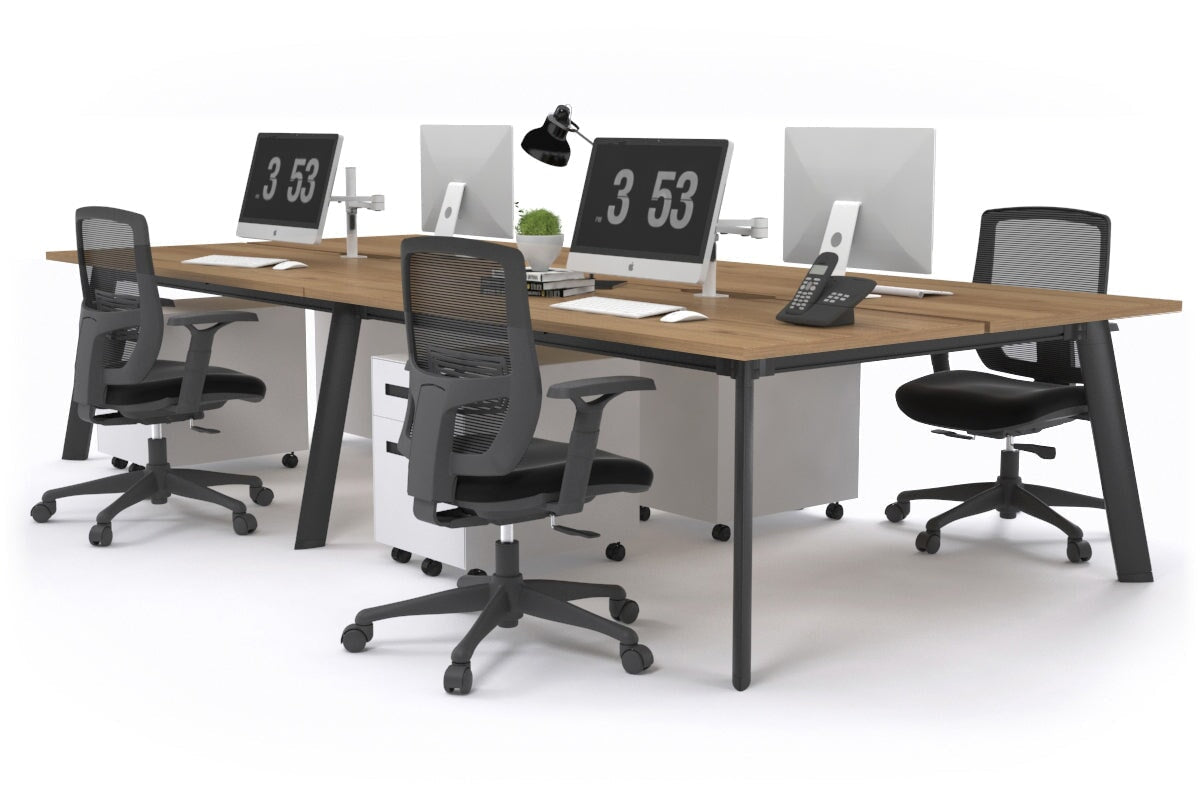 4-Person Workstation with Black Frame - 1800L x 800W Office Desk with Cable Management | Perfect for Team Collaboration & Open Office Spaces