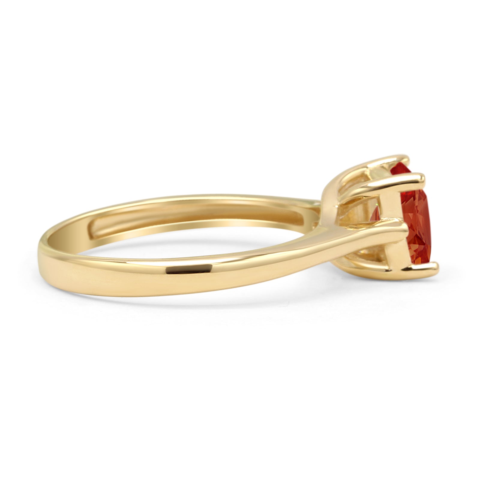 14K Yellow Gold Princess Cut Garnet & Cubic Zirconia Solitaire Ring for Women - Elegant Engagement, Anniversary, or Gift Jewelry