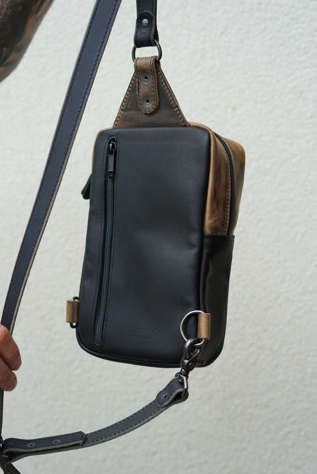 Two Tone Sling Bag - Hillbilly Sepia & Flat Black Crossbody Bag for Men & Women | Perfect for Travel, Hiking, and Everyday Use