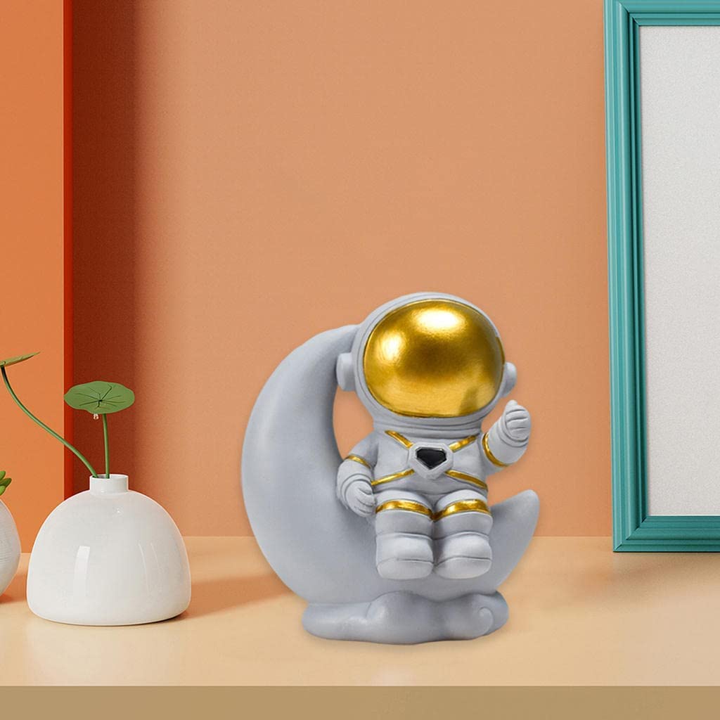 Modern Astronaut Sculpture - Resin Spaceman Statue Figurine for Desktop, Bedroom & Home Decor | Unique Gift for Space Enthusiasts | Perfect for Office Desk, Bookshelf & Nightstand Display