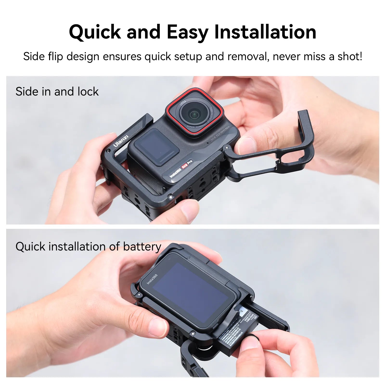 Ulanzi Metal Cage for Insta360 Ace & Ace Pro C012 - Durable Camera Protection for Vlogging, Action Sports & Travel Photography