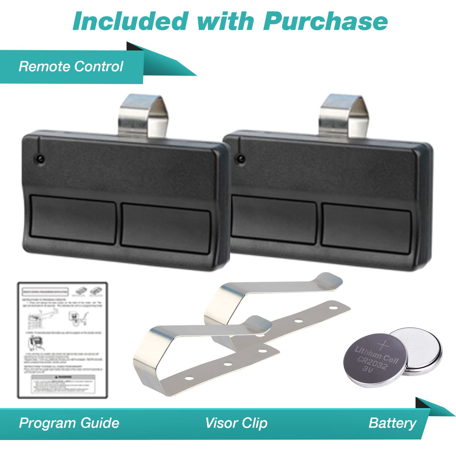 2-Pack LiftMaster 372LM Garage Door Opener Remote Control - Compatible with Chamberlain, Craftsman & More | Easy Programming for Home & Business Use