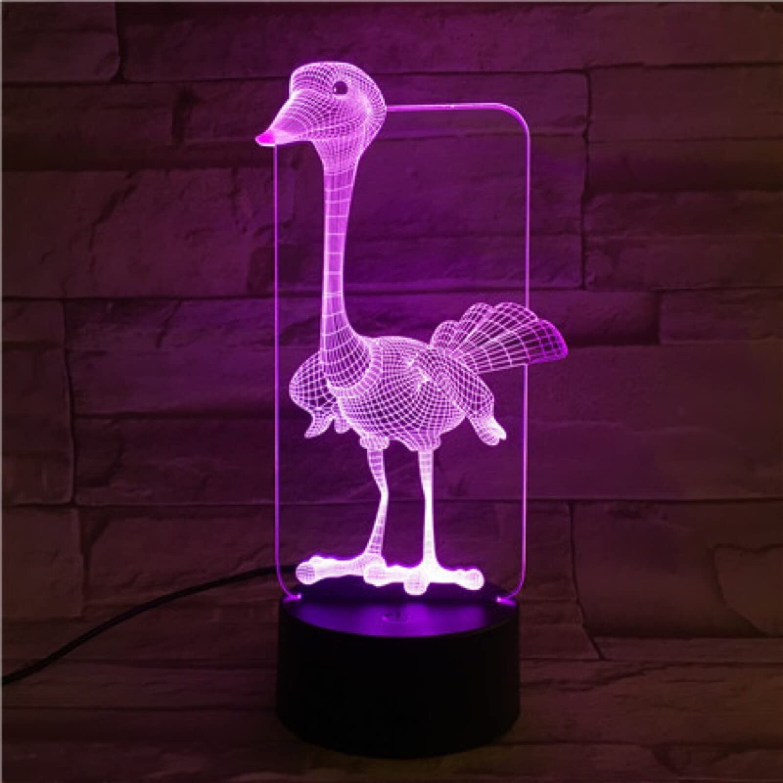 3D Ostrich Illusion LED Night Light - 7 Color Changing Remote Control Lamp for Kids Room Decor, Baby Nursery Nightlight | Perfect for Bedtime Stories, Sleep Aid and Children's Bedroom Decoration