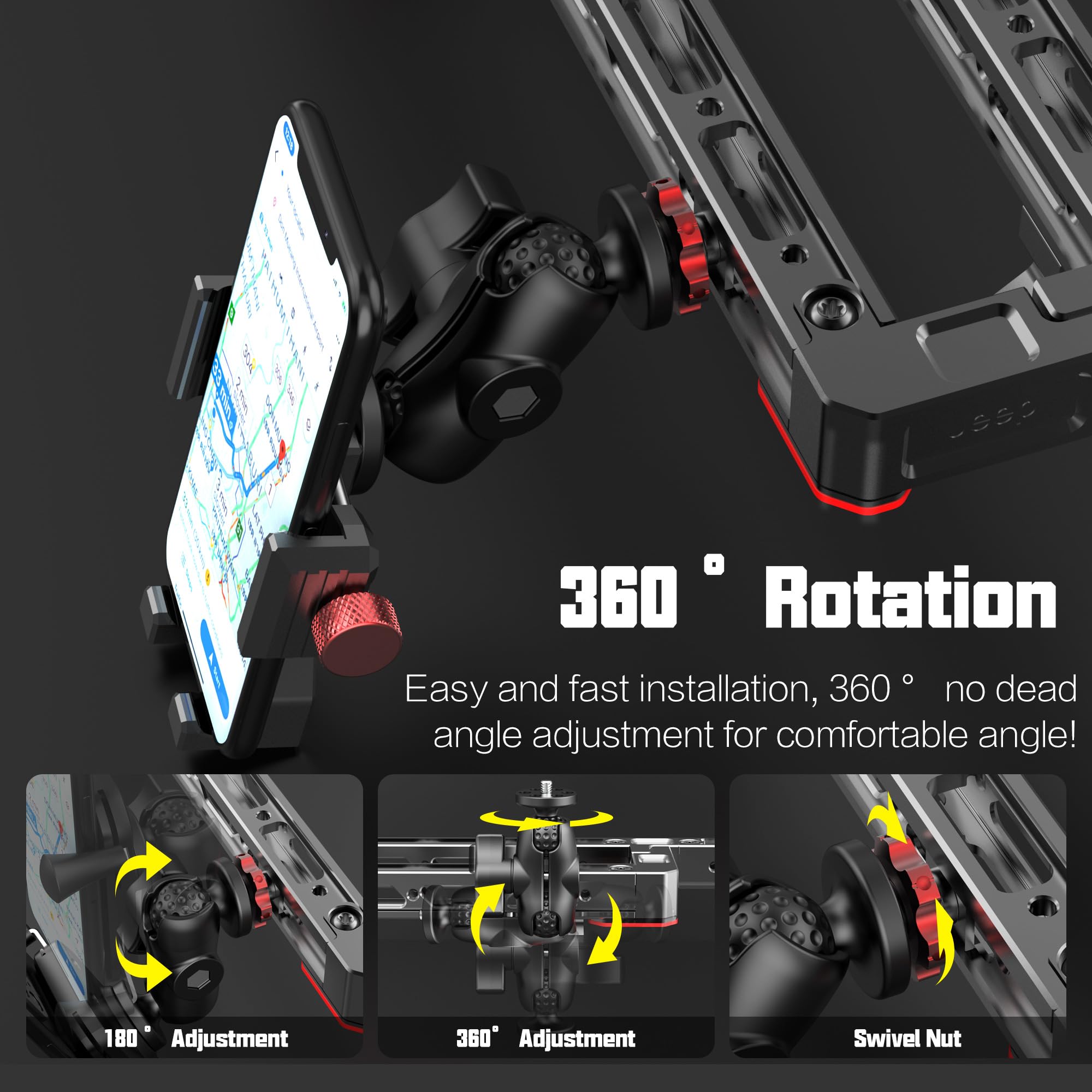 Universal Car Phone Mount Holder for 2007-2017 Jeep Wrangler JK JKU - Compatible with iPhone, Android Phones, Tablets, iPad, GoPro & Insta360 Cameras - Secure Dashboard Mount for Hands-Free Driving & Adventure Travel
