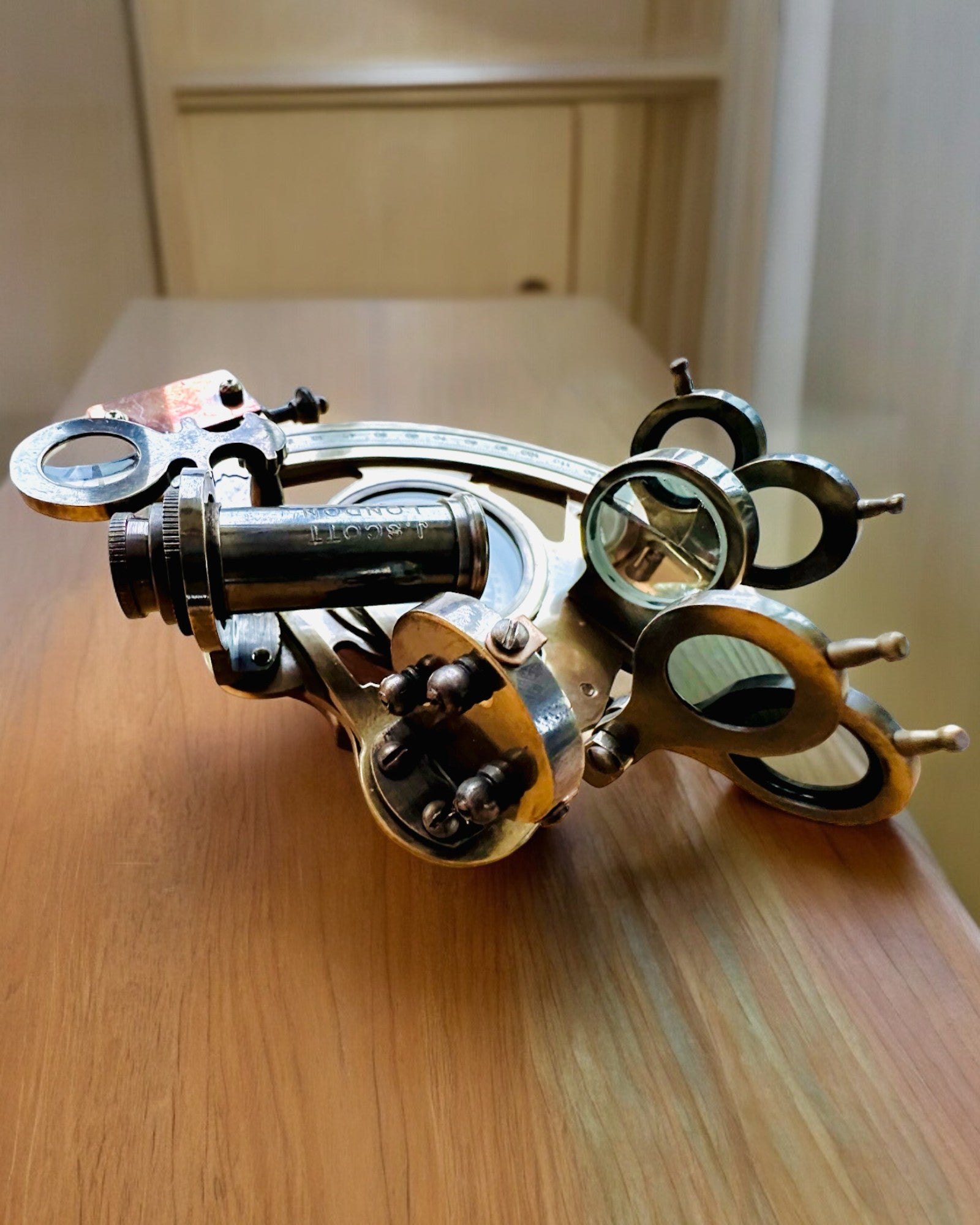 Premium Engraved Sextant with Antique Compass - Custom Name & Date - Perfect for Nautical Decor, Marine Navigation & Unique Gifts for Sailors