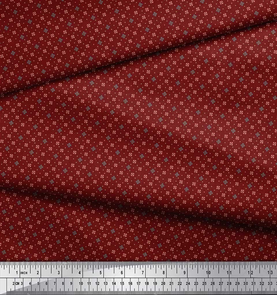 Soimoi Moss Georgette Brown Fabric by The Yard - 42 Inch Wide Printed Fabric with Playful Dot & Heart Small Print - Perfect for DIY Dresses, Blouses, and Home Decor Projects