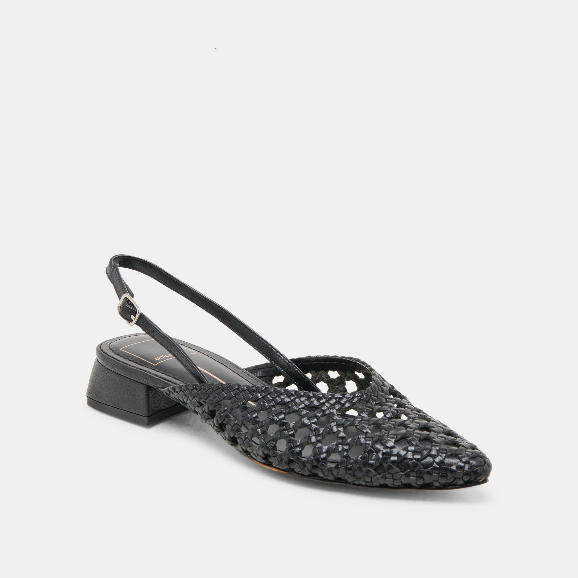 Black Woven Leather Birdie Flats - Comfortable Women's Slip-On Shoes for Work, Office & Casual Wear