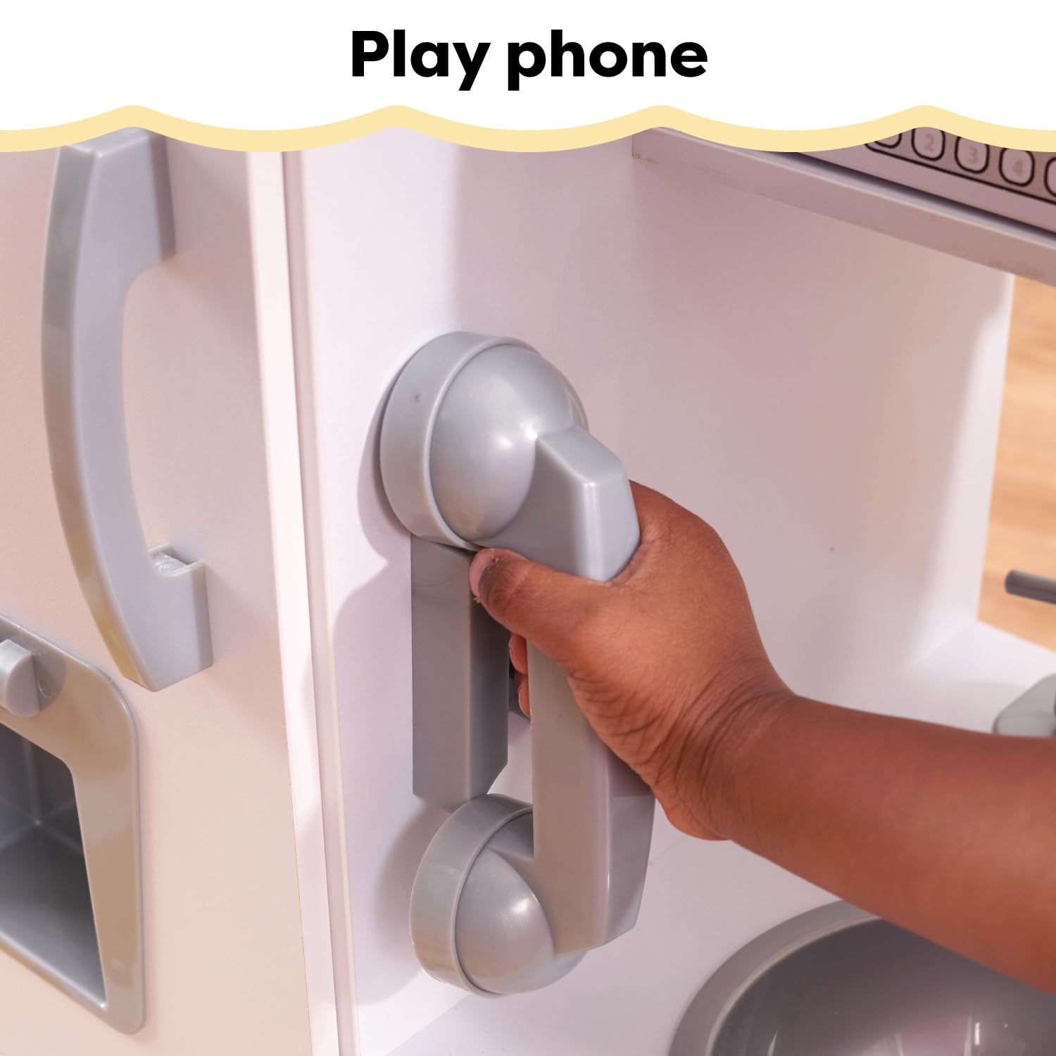 KidKraft Vintage Wooden Play Kitchen for Kids - White Pretend Kitchen Set with Ice Maker & Toy Phone | Perfect for Pretend Play, Role Playing & Early Childhood Development