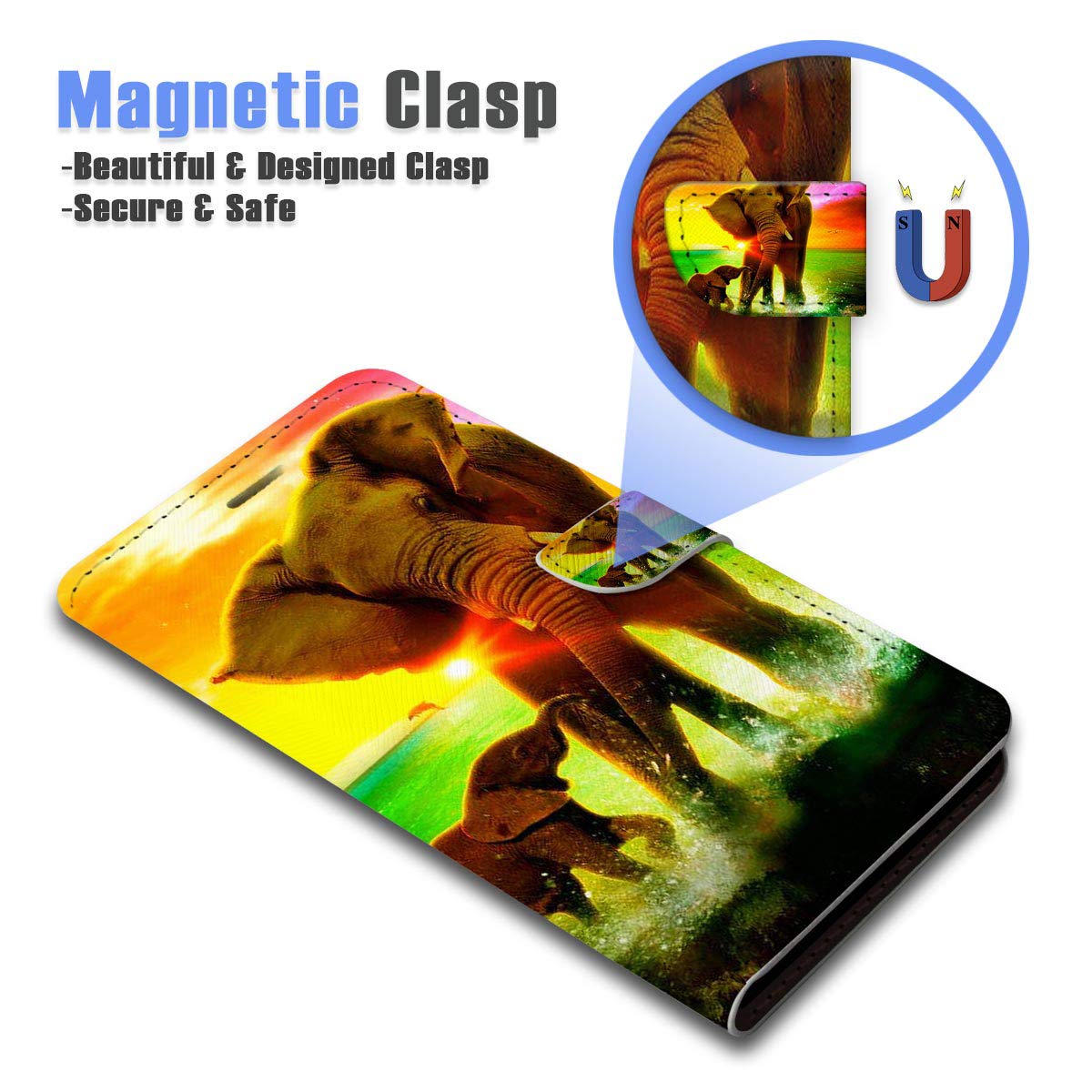 Premium Flip Wallet Phone Case Cover for iPhone 11 - A23243 Elephant Family Design | Slim Protective Case with Card Slots for Daily Use, Travel & Business