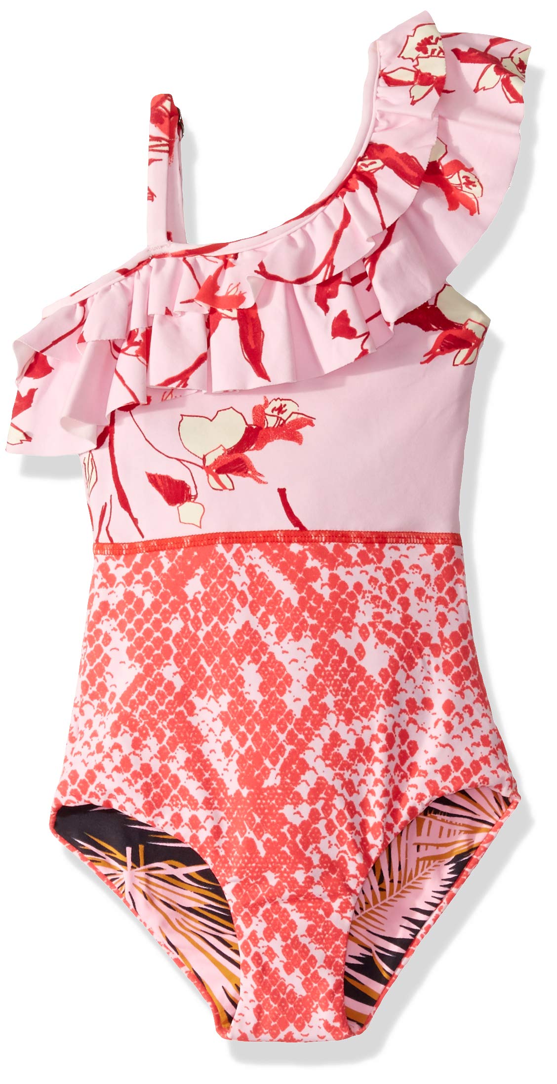 Maaji Girls' Ruffle Shoulder One Piece Swimsuit - Stylish & Comfortable Bathing Suit for Kids, Beach & Pool Wear, Summer Swimwear for Girls