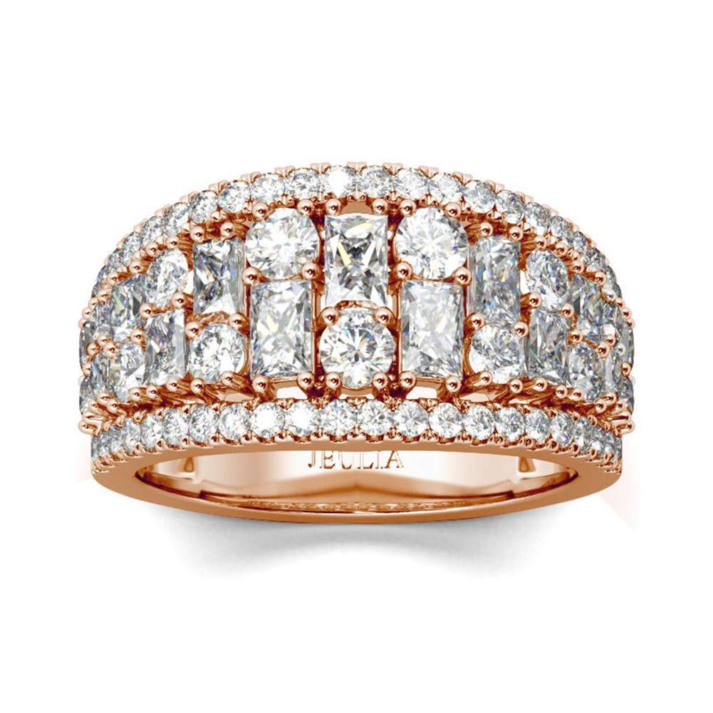 Jeulia 925 Sterling Silver Women's Diamond Band Ring - CZ Wedding, Engagement, Anniversary, Promise Ring Set for Bridal Jewelry | Perfect for Proposals, Bridal Parties, and Special Occasions