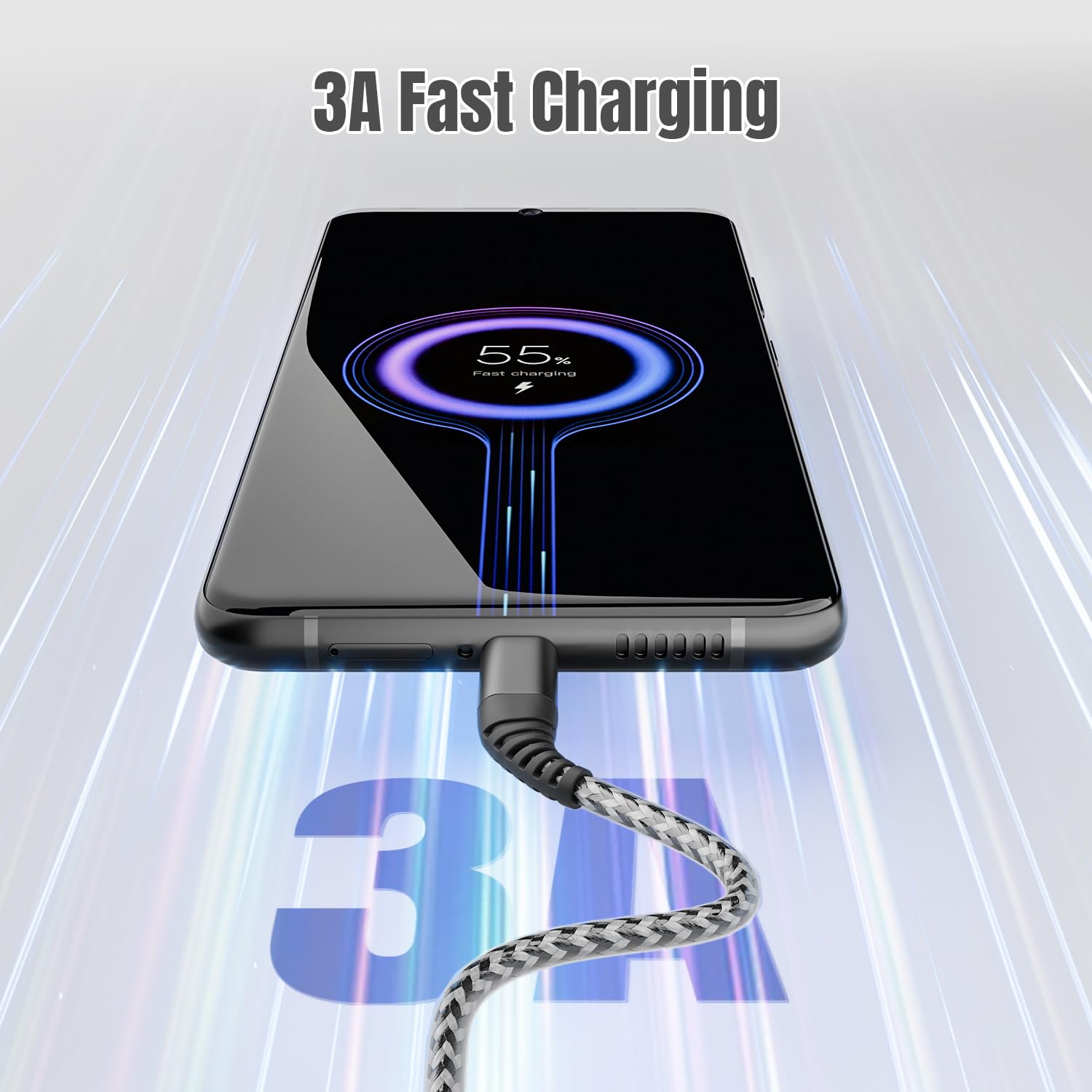 6FT USB A to USB C Fast Charging Cable - 3A Nylon Braided CarPlay Compatible Cord for iPhone 16/15, iPad, Samsung Galaxy S24/S23 & More (2-Pack) - Perfect for Home, Office & Car Charging