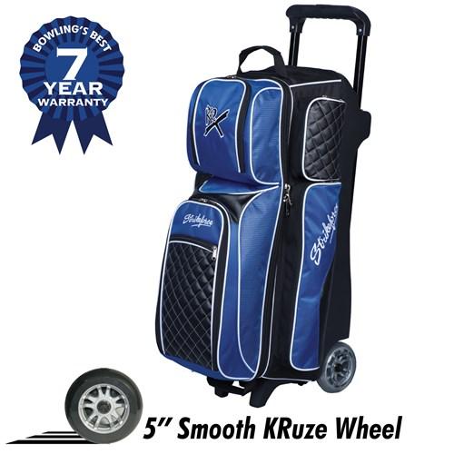 KR Royal Flush Triple Ball Roller Bowling Bag - Premium Black Bowling Bag for Men & Women - Perfect for League Play, Tournaments & Practice Sessions