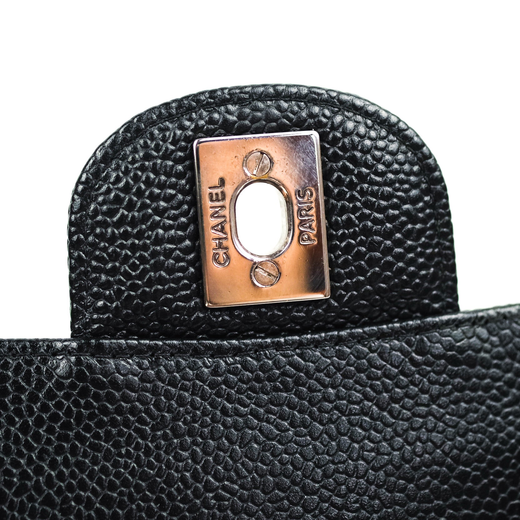 Chanel Classic Double Flap Bag M/L Size in Black Caviar Leather with Silver Hardware - Luxury Handbag for Women, Perfect for Work, Evening Events & Special Occasions