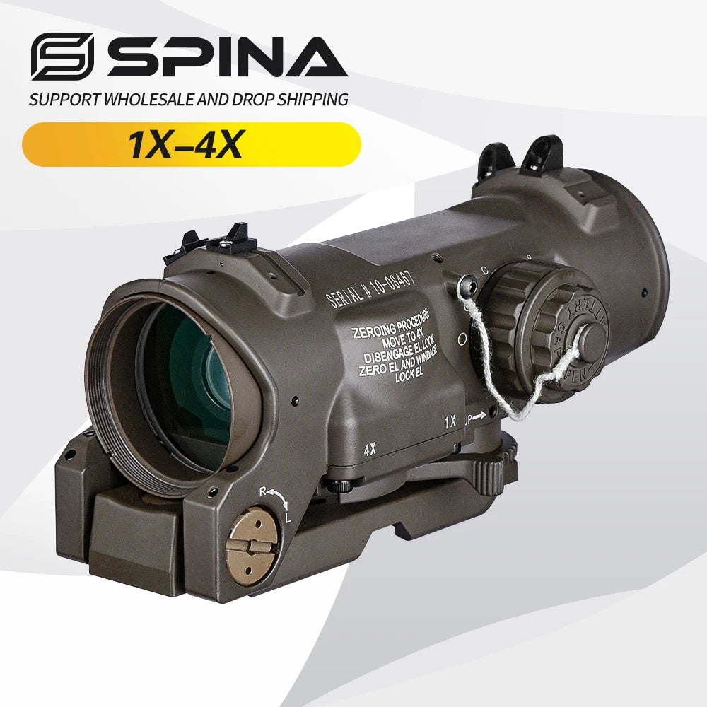 Tactical Rifle Scope 1-4x24 Red Illuminated Dual Purpose Scope with Red Dot Sight - Perfect for Hunting, Shooting & Tactical Use - Includes Rubber Covers for Protection
