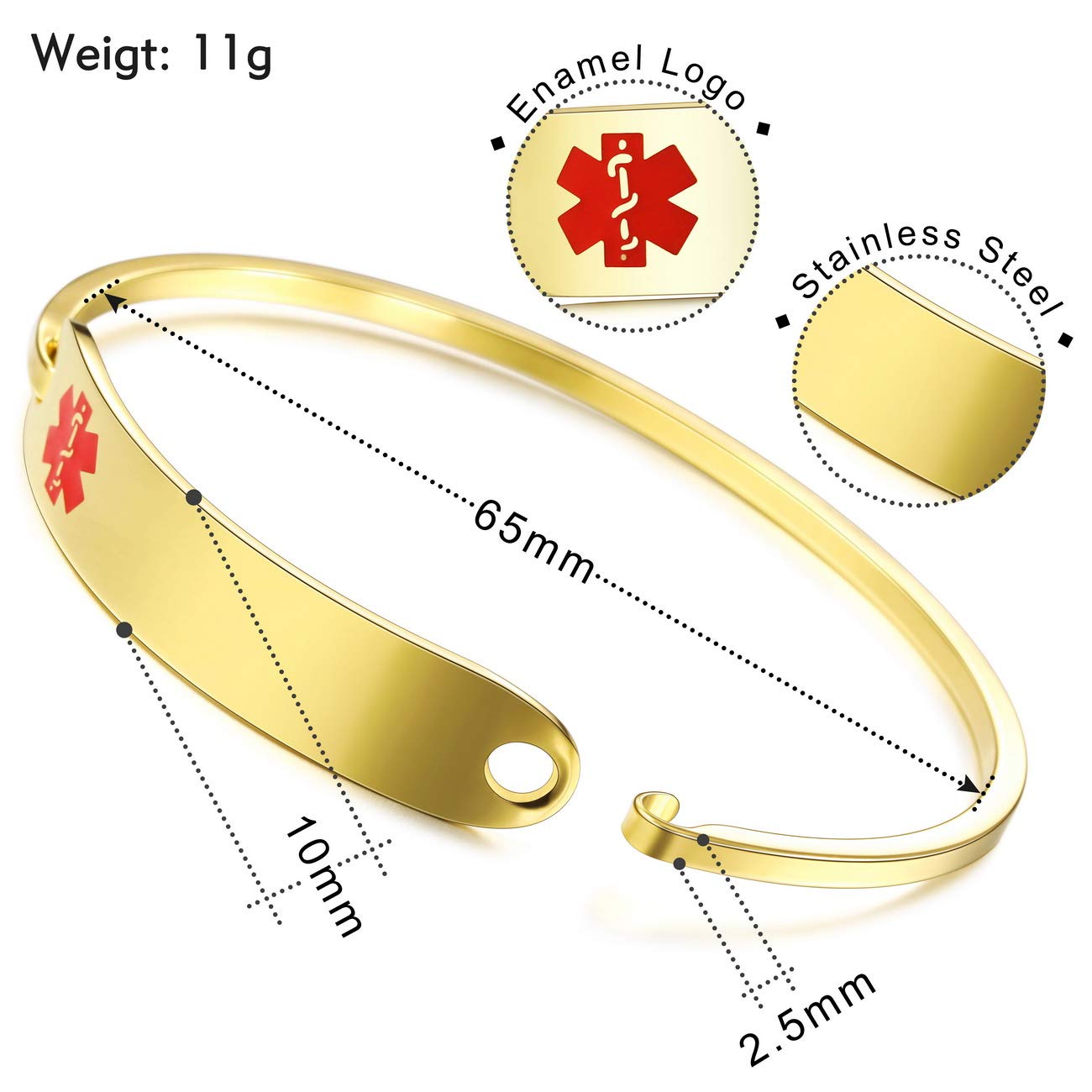 Custom Medical Alert Bracelet for Women - Personalized Emergency ID Bracelet with Name & Medications - Engraved Safety Bracelet for Allergies, Diabetes & Heart Conditions - Perfect for Daily Wear & Outdoor Activities