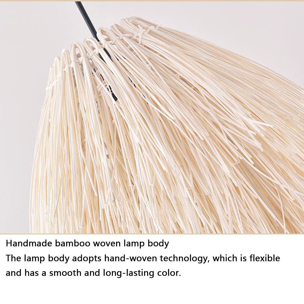 Handwoven Bamboo Chandelier - Rustic Wicker Pendant Lamp for Kitchen, Living Room & Dining Room | Asian Style Hanging Light Fixture | Perfect for Farmhouse, Zen Decor & Indoor Lighting