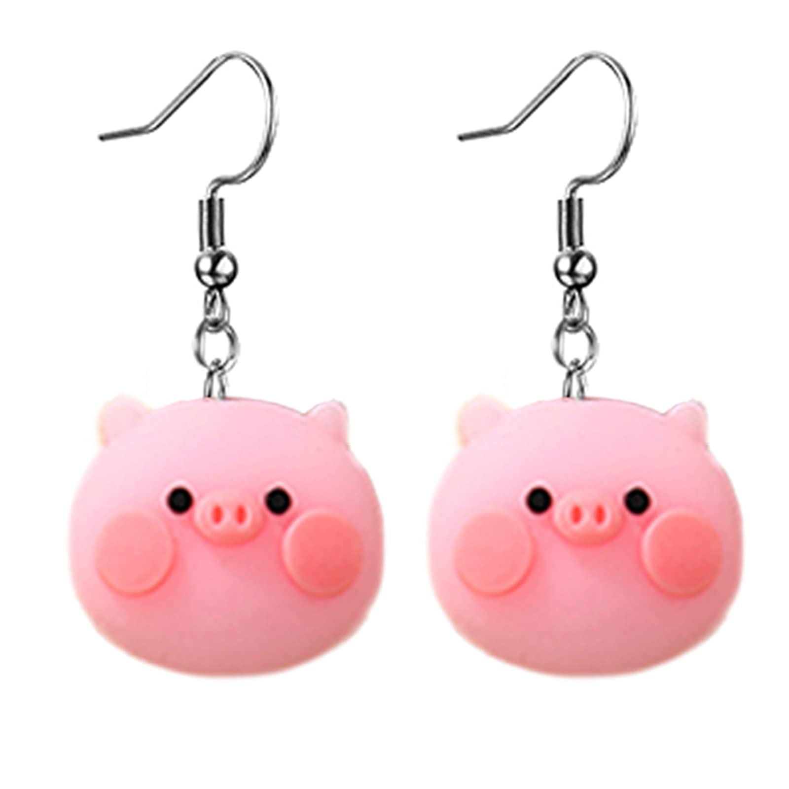 ONLYJUMP Pink Pig Earrings for Women - Cute Sweet Animal Dangle Drop Earrings Jewelry Charms Gift for Birthday, Party, Valentine's Day & Everyday Wear