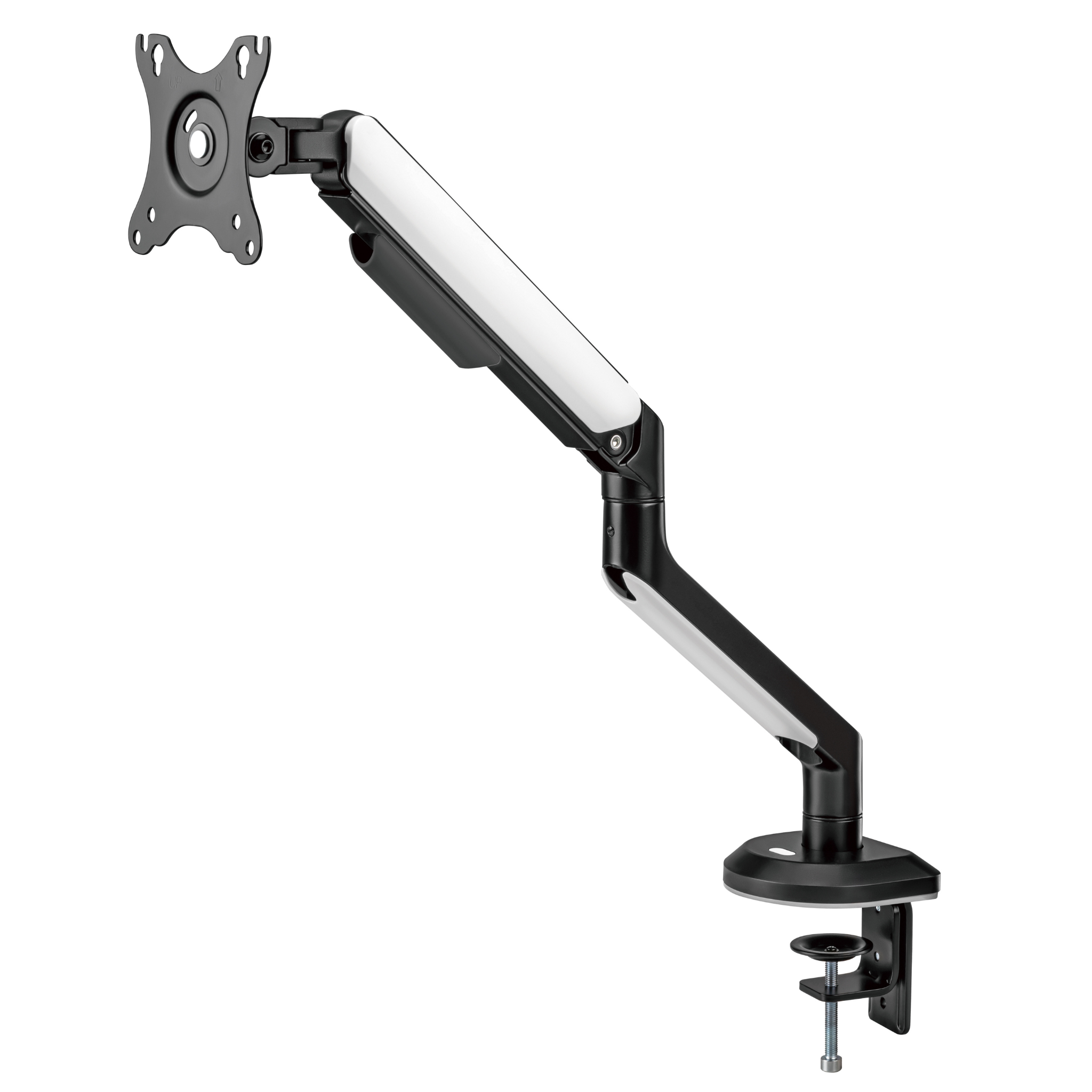 RGB Single Monitor Arm - Spring Assisted Adjustable Desk Mount for Gaming & Office Use - Ergonomic VESA 75/100mm Stand for Computer Screens (Home, Office, Gaming Setup)