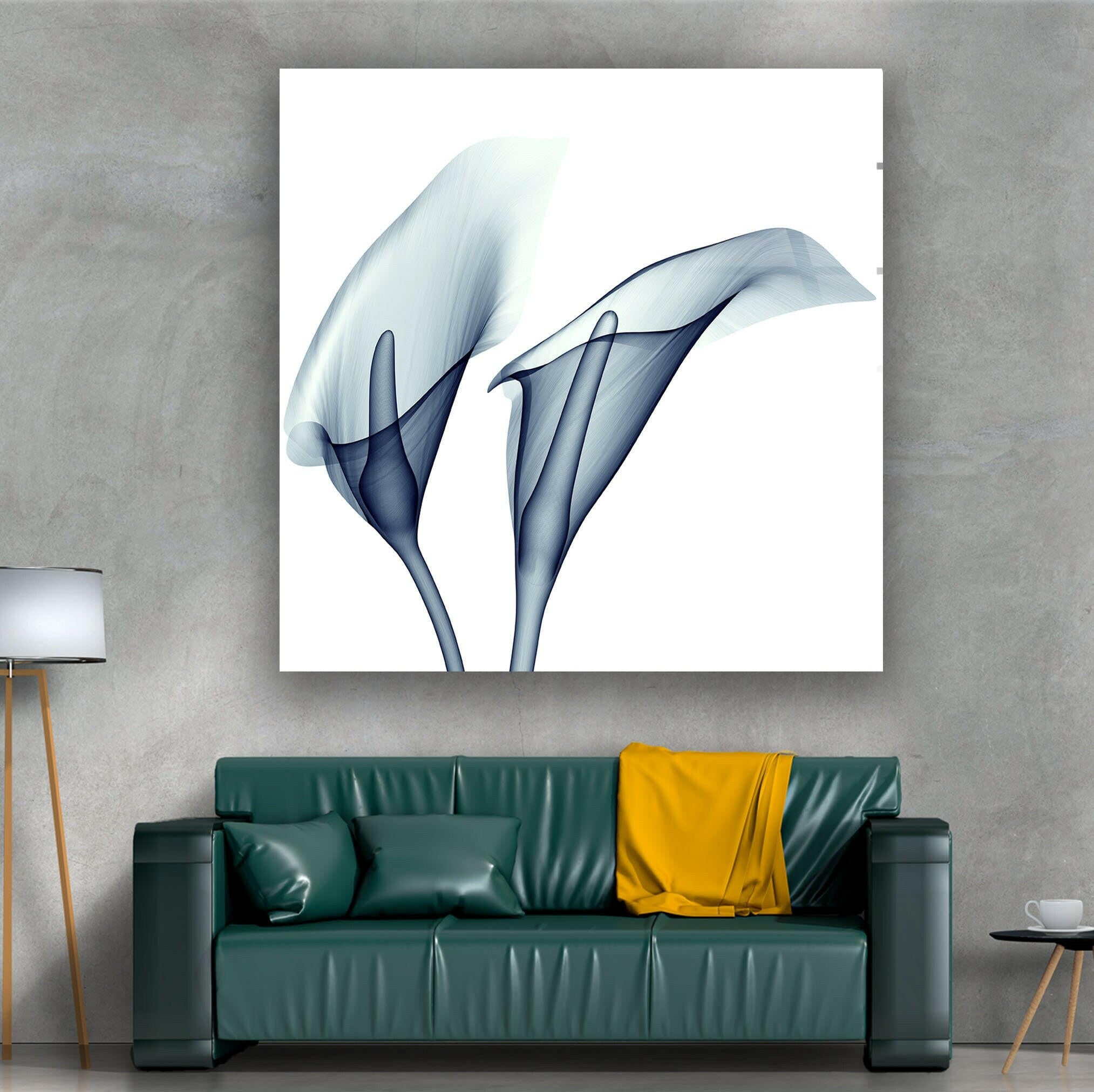 Blue Calla Lilies Glass Wall Art - Elegant Handmade Floral Decor for Living Room, Bedroom & Office - Perfect Gift for Home & Wedding Decorations