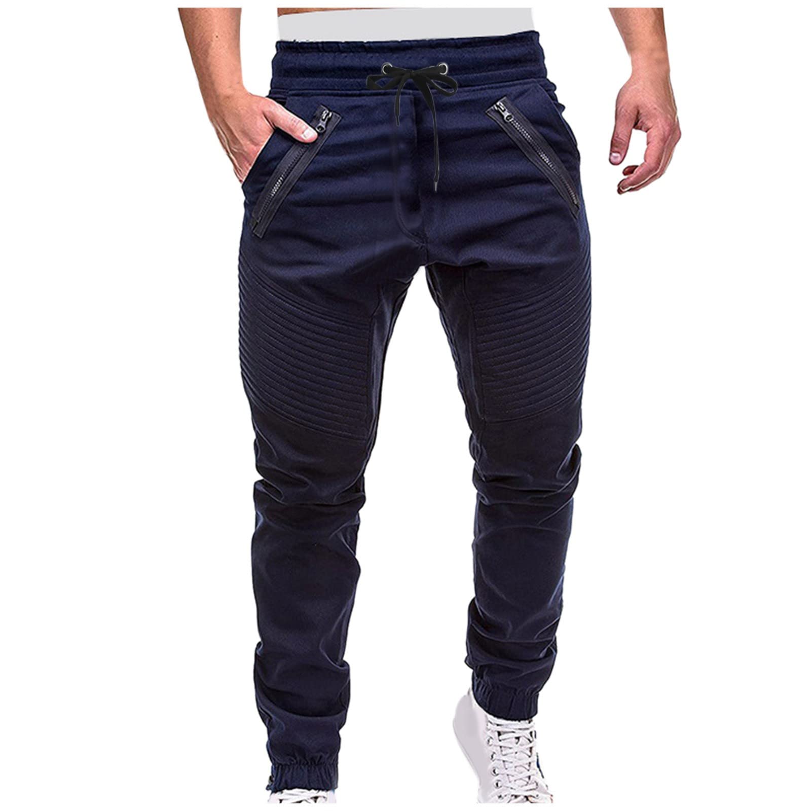 **JUNGE Men's Casual Cargo Jogger Sweatpants - Cotton Athletic Sports Pants with Drawstring Waist - Perfect for Running, Gym, and Everyday Wear**