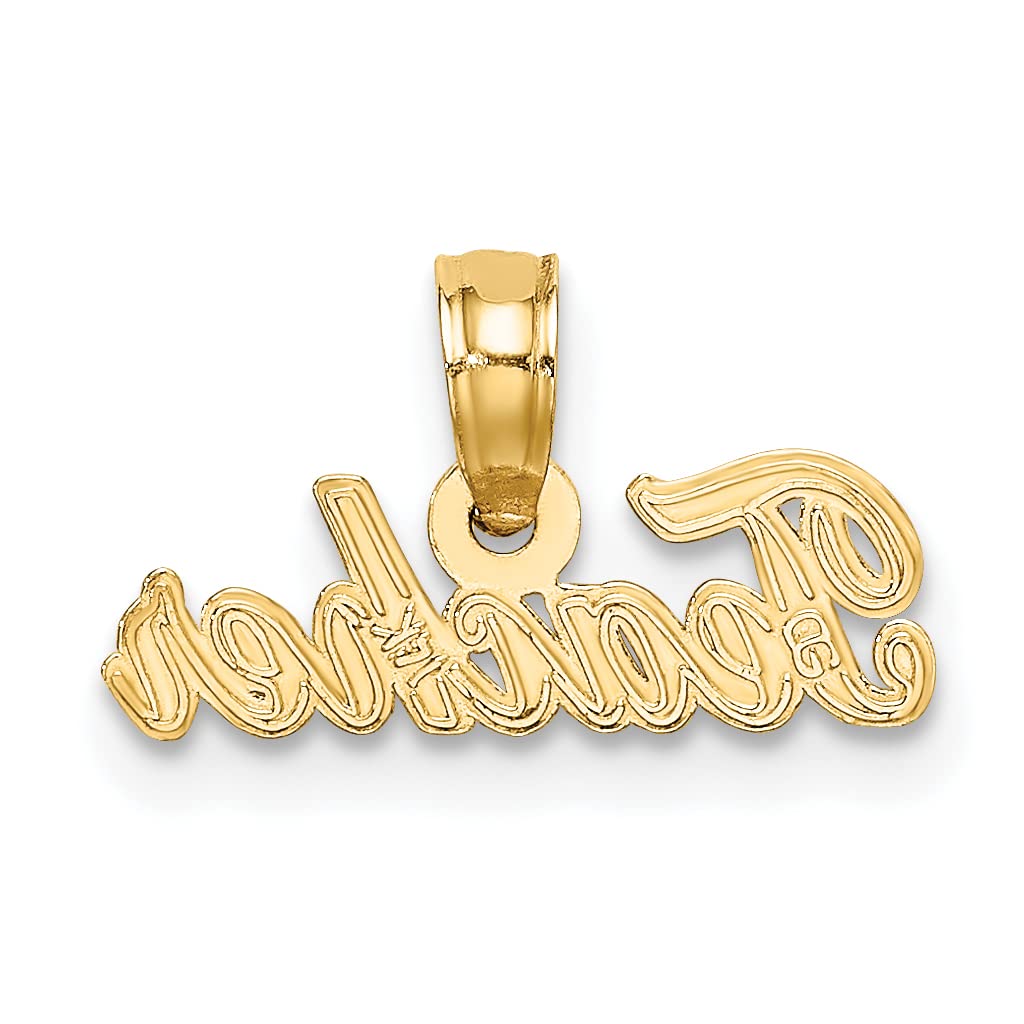 14K Yellow Gold Teacher Charm Pendant - Elegant Jewelry Gift for Educators, Appreciation Day, Retirement & Graduation - Perfect for Necklaces & Bracelets