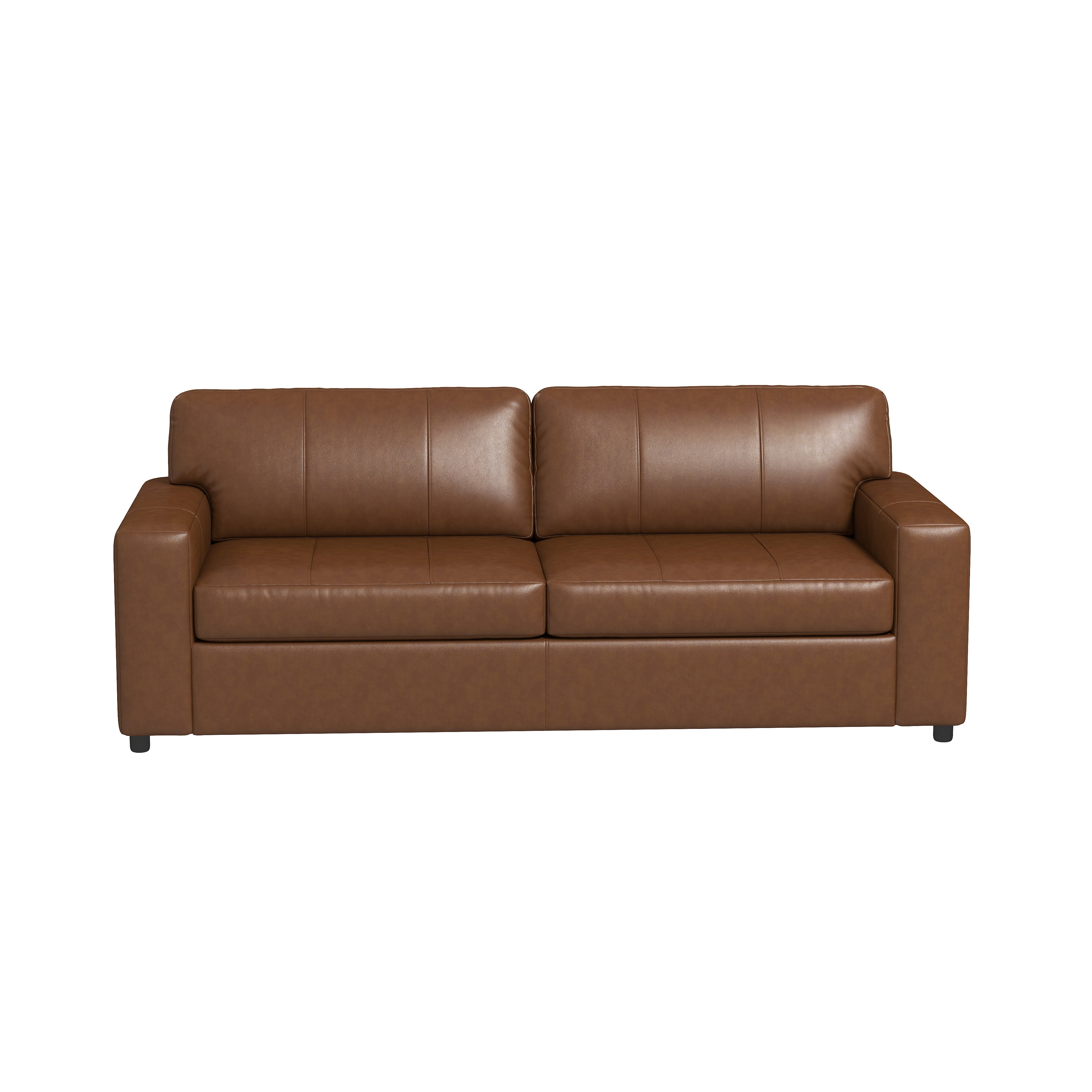 Roundhill Furniture Sakan Genuine Leather Upholstered Sofa - Modern Living Room Couch for Home, Office & Lounge Comfort