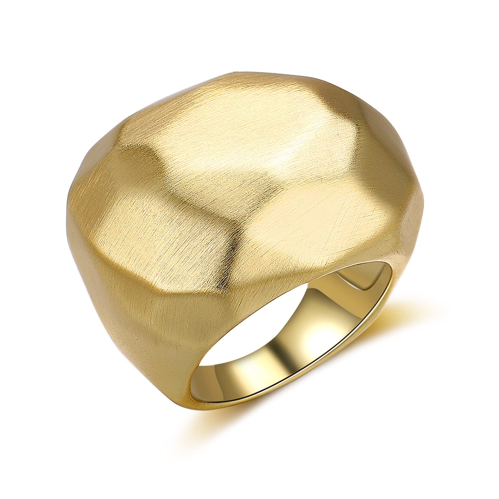 Aprilery Gold & Silver Plated Chunky Signet Statement Rings for Women - Wide Square Metal Band Rings - Elegant Cocktail Jewelry Gifts for Her - Perfect for Parties, Weddings & Everyday Fashion Accessories