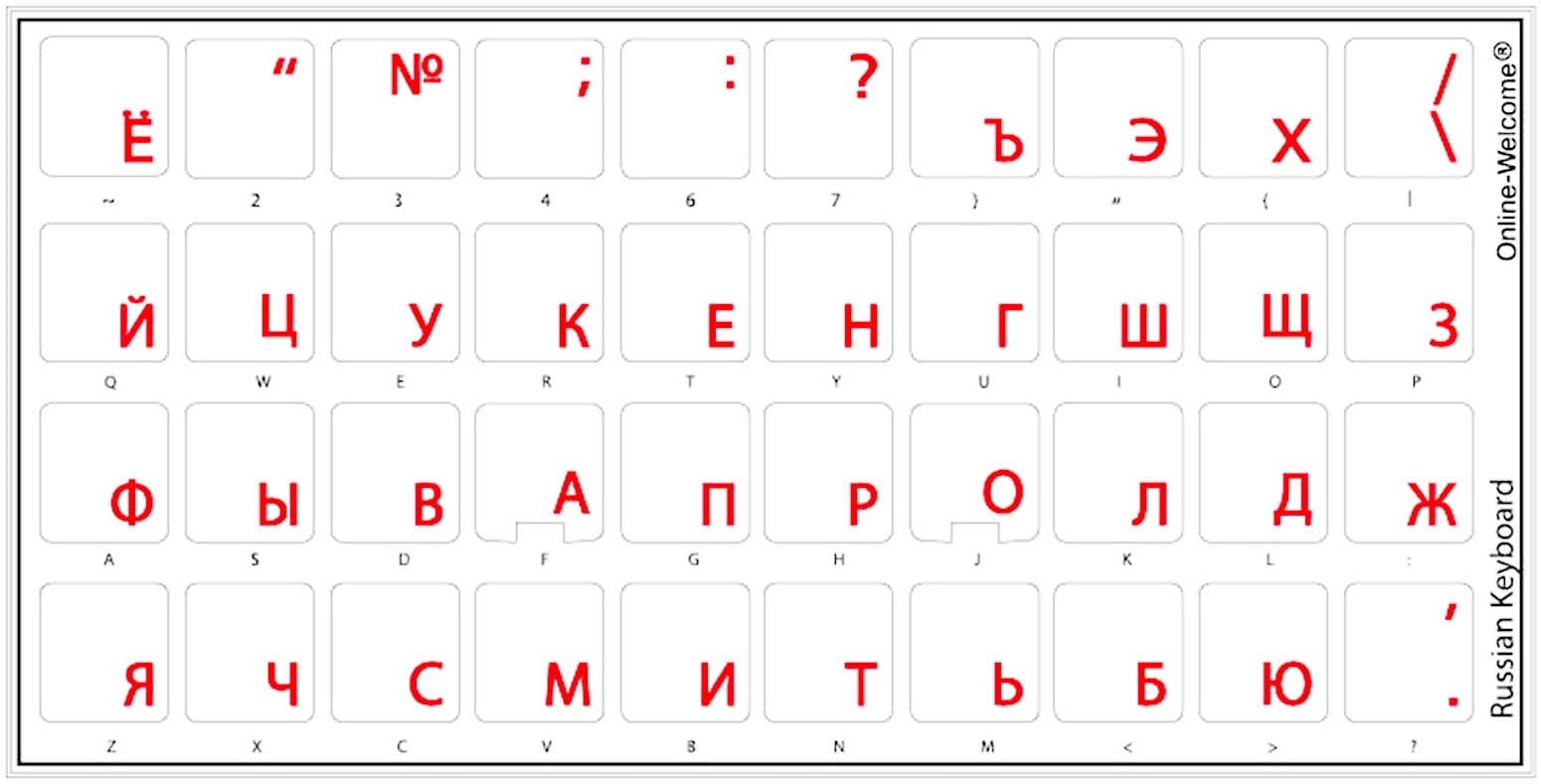 Russian Transparent Keyboard Sticker with Red Letters for Laptop & Computer - Perfect for Typing, Coding, and Multilingual Office Work