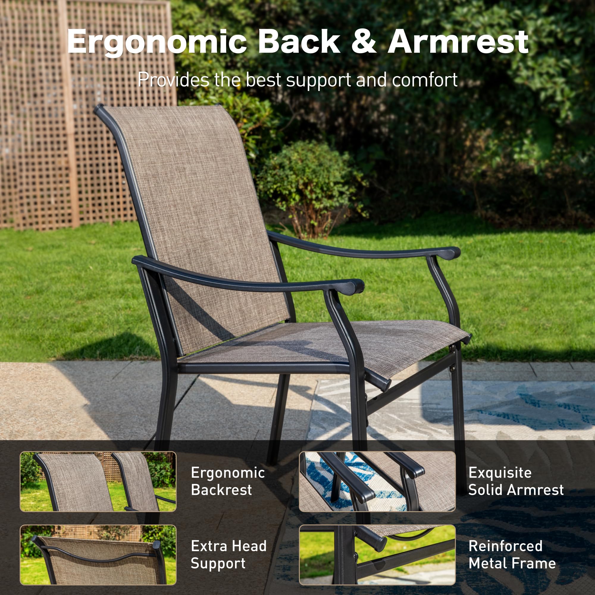 5-Piece Outdoor Patio Dining Set with Round Table & 4 Textilene Chairs - Perfect for Garden, Backyard, Deck & Poolside Gatherings (Seats 4)