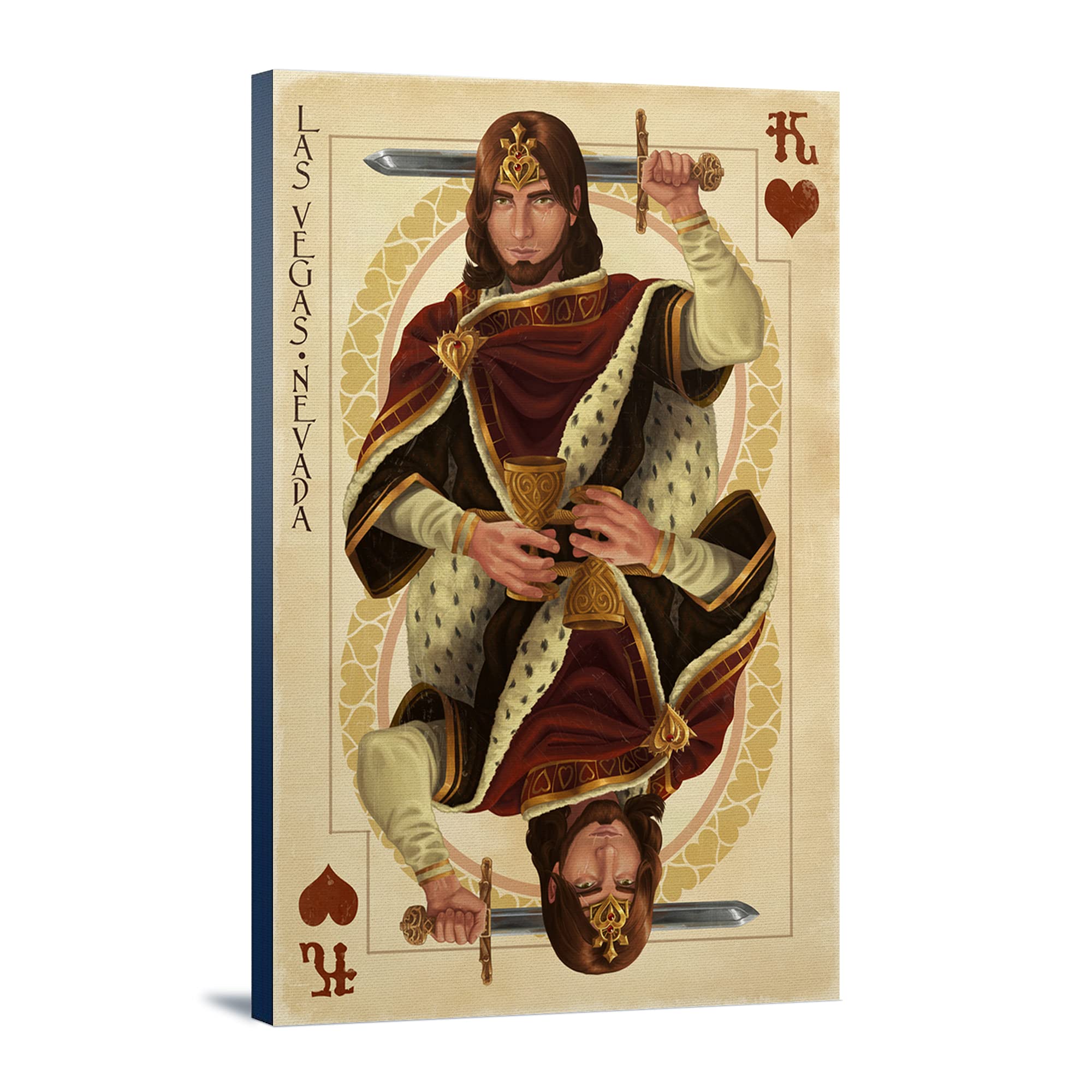 Las Vegas Nevada King of Hearts 16x24 Wrapped Canvas Wall Art - Modern Home Decor for Living Room, Bedroom & Office