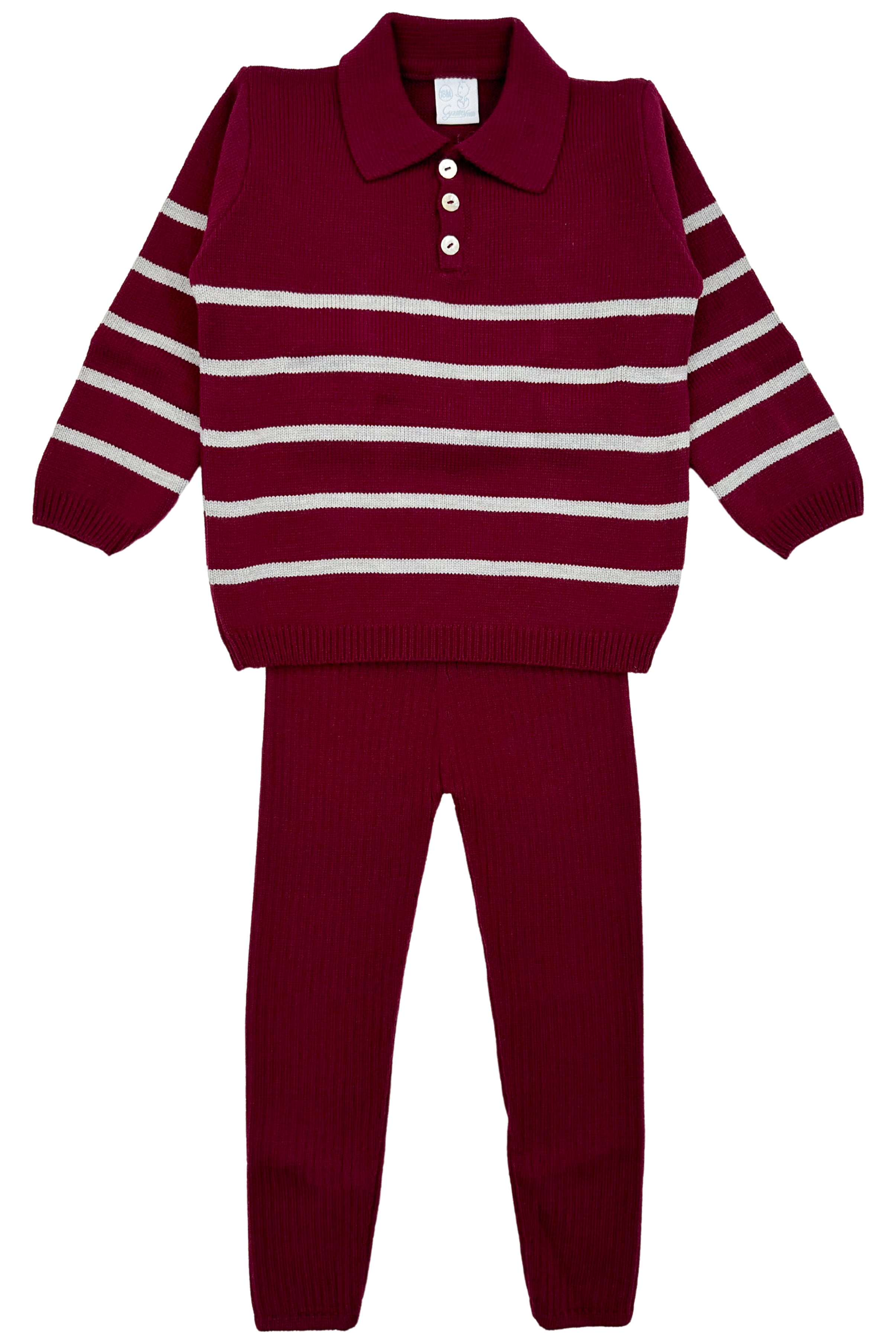 Tommy Hilfiger Women's Burgundy Striped Knit Top & Leggings Set - Comfortable Casual Outfit for Work, Travel & Everyday Wear