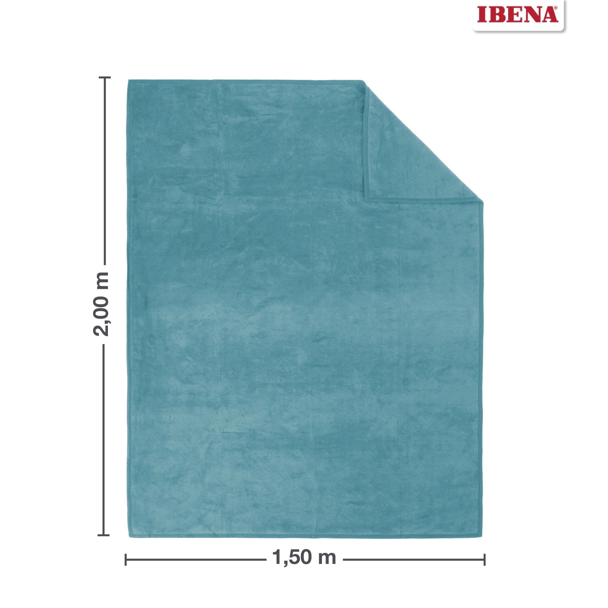 IBENA Porto Cuddly Blanket 150x200cm - Soft Light Turquoise Plaid Cotton Blend Throw Blanket for Living Room, Bed, Sofa | Cozy & Easy Care Home Decor Gift