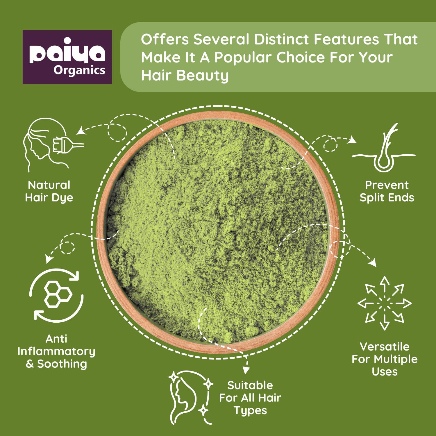 Organic Indigo Powder for Natural Black Hair Dye - 100g | Paiya Organics | Chemical-Free Herbal Hair Coloring for Gray Coverage & Healthy Hair | Perfect for DIY Hair Care & Natural Beauty Routines