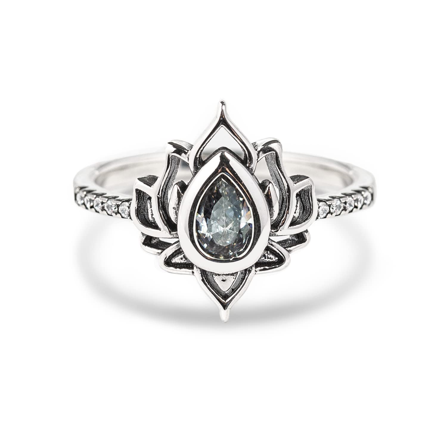 STORYJEWELLERY Silver Lotus Promise Ring for Women - Dainty No Mud No Lotus Flower Ring, Empowering Jewelry Gift for Girls & Women - Perfect for Anniversaries, Engagements & Spiritual Gifts