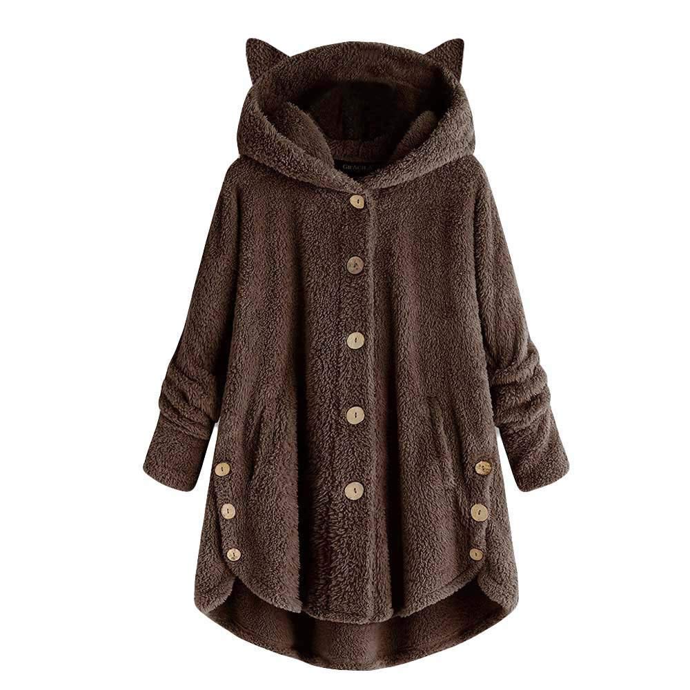 XTBFOOJ Women's Black Soft Button-Up Hooded Pullover - Loose Fit 3/4 Sleeve T-Shirt & Casual Coat | Perfect for Layering, Everyday Wear, and Outdoor Activities