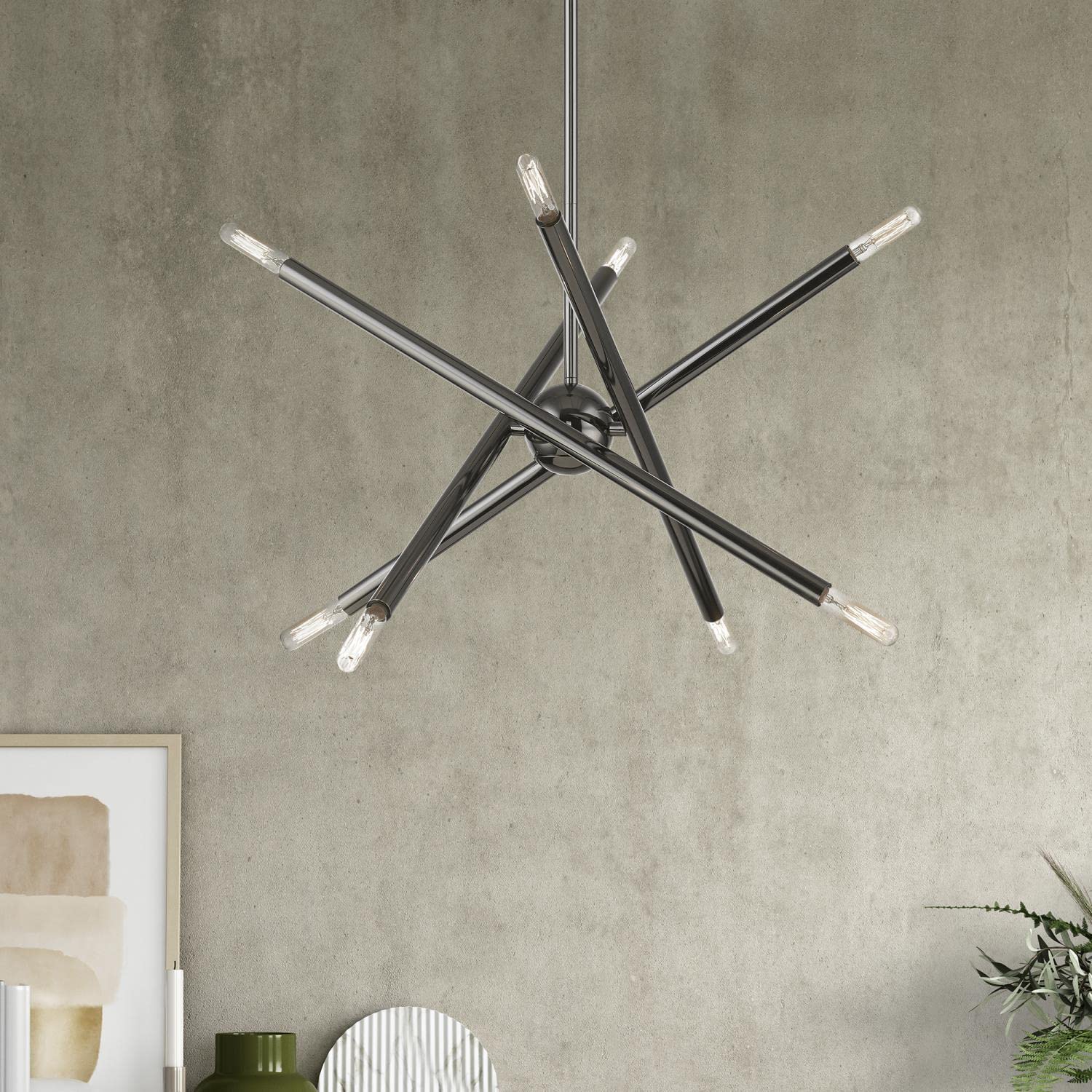 Livex Lighting 46774-46 Soho Black Chrome Chandelier - Elegant Ceiling Light Fixture for Dining Room, Bedroom & Living Room Decor