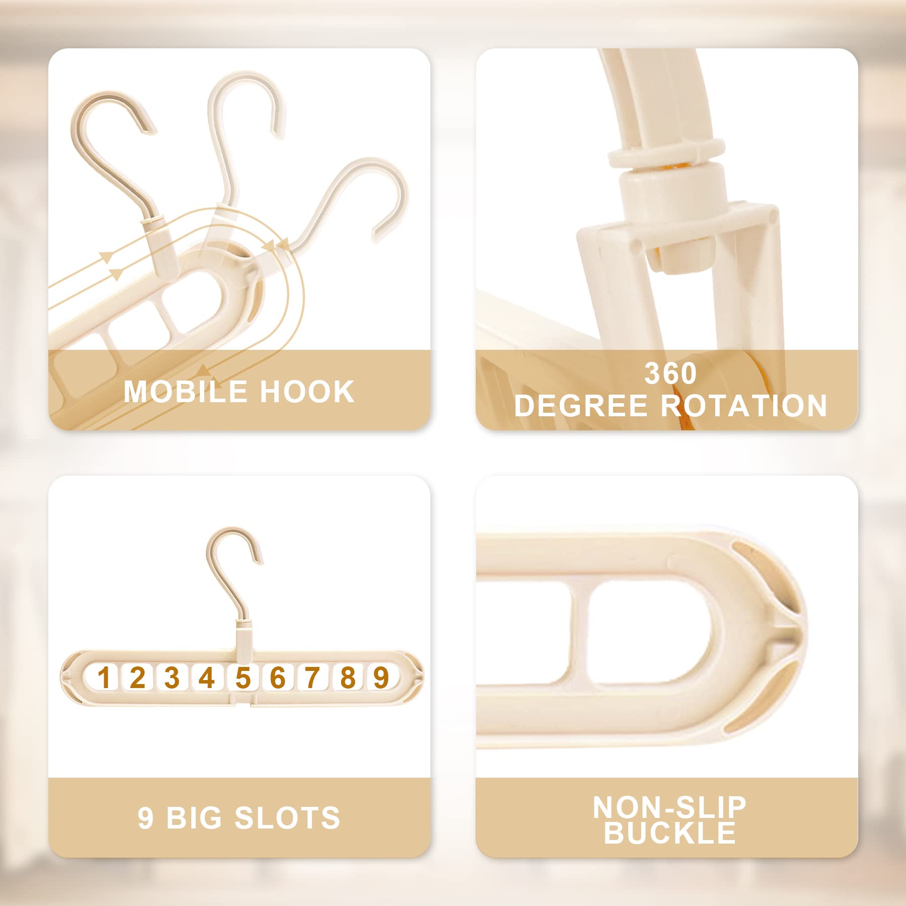 5 Pack Multifunctional Space Saving Closet Organizer Hangers - Durable White Plastic Hooks for Shirts, Dresses & Clothes Storage - Perfect for Bedroom, Closet & Wardrobe Organization