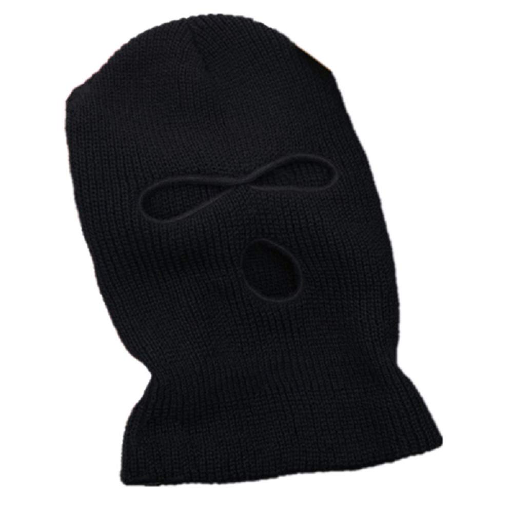 3 Hole Knitted Full Face Cover Mask - Winter Balaclava for Skiing & Snow Sports - Warm Neck Warmer & Beanie Hat for Outdoor Activities (Hiking, Running, Cycling)