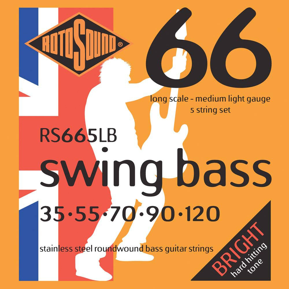 Rotosound RS665LB Standard Bass Guitar Strings - 45-105 Gauge, Nickel Wound for Rich Tone - Perfect for Rock, Jazz & Studio Recording