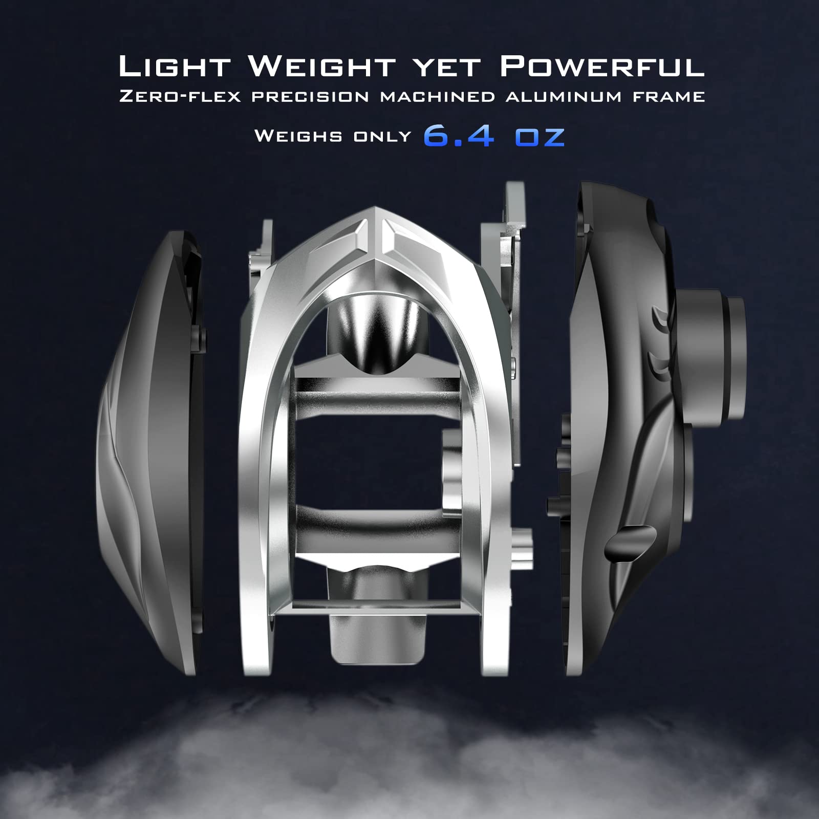 KastKing MegaJaws Elite Baitcasting Fishing Reel - Patented AMB System for Backlash-Free Casting, Lightweight 6.4oz Aluminum Frame with Carbon Fiber Side Covers, Flipping Switch Function - Perfect for Bass Fishing, Saltwater Angling, and Tournament Competition