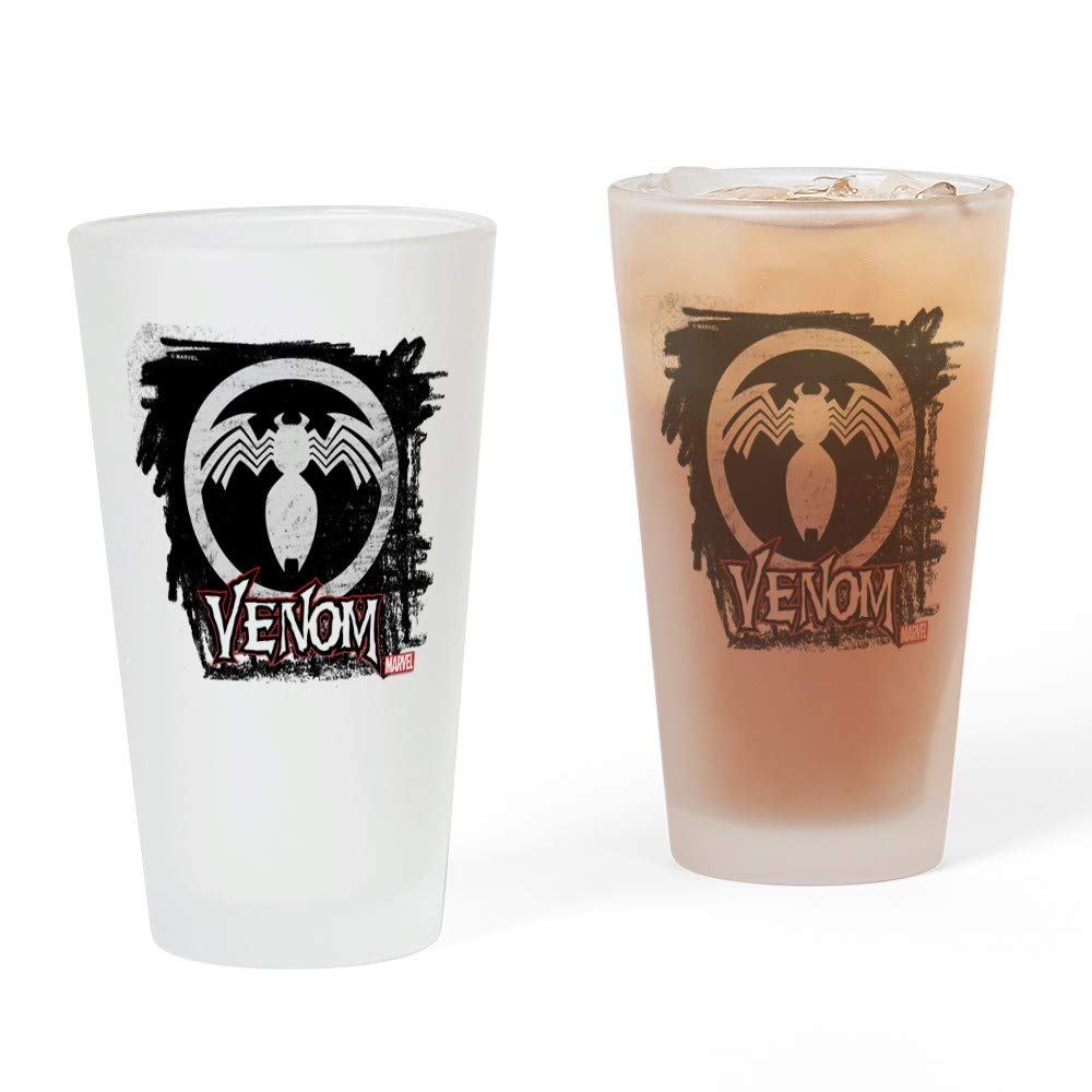 Venom Chalk Pint Glass - 16 oz. Barware Drinking Glass for Beer, Cocktails & Home Decor | Unique Gift for Marvel Fans & Comic Lovers