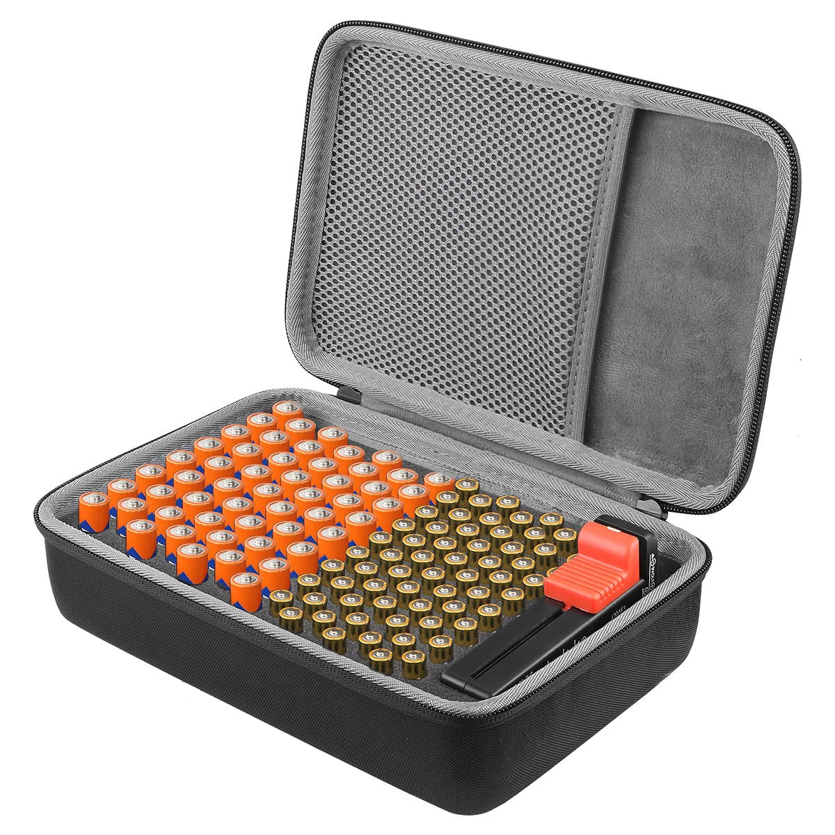 CO2CREA Battery Organizer Storage Case - Holds 116 AA/AAA Alkaline Batteries, Durable Hard Plastic Battery Storage Box with Carry Handle - Perfect for Home, Office, Travel & Emergency Kits